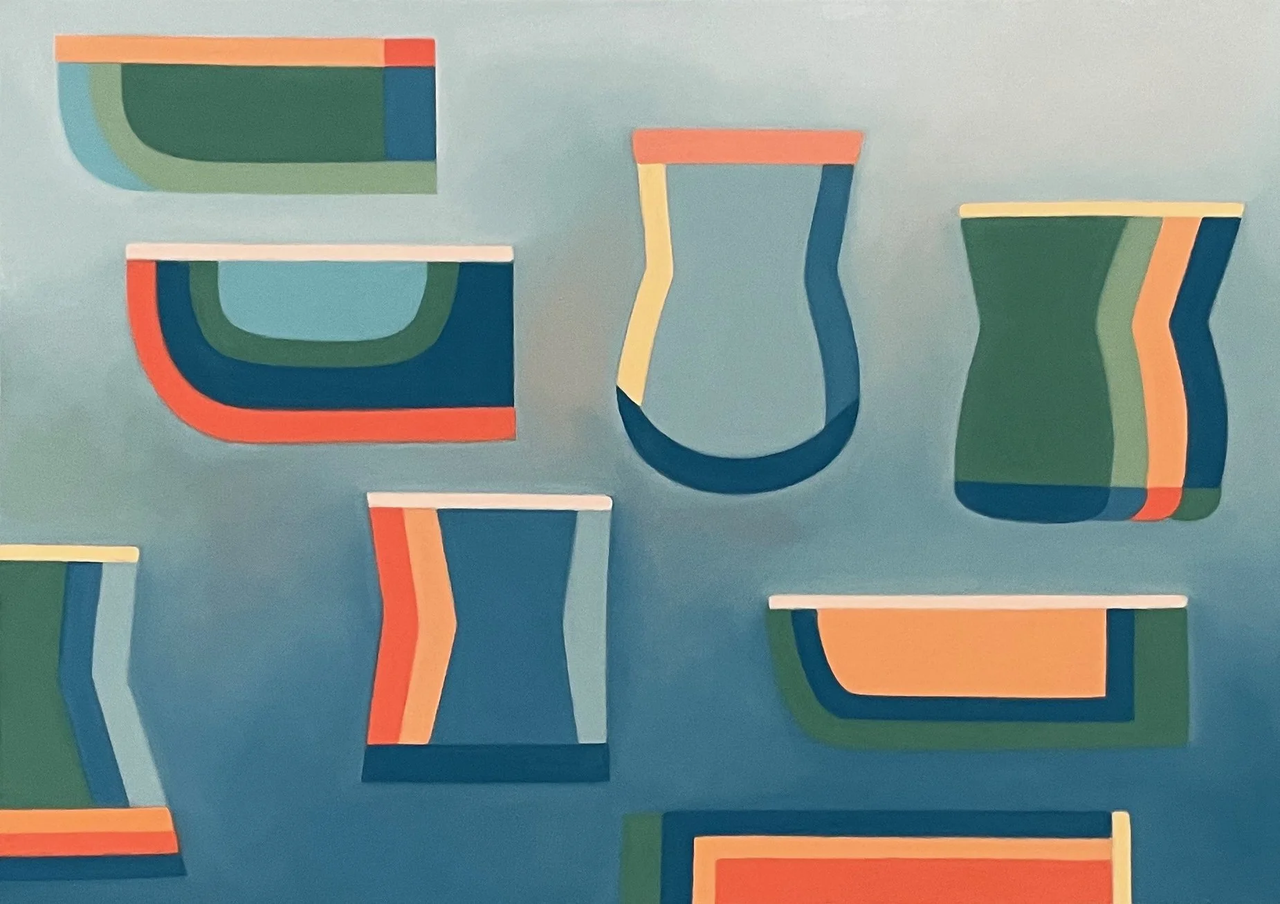 Schema Blue-Orange, Pastel on Paper, 18.5 x 26.5 in.