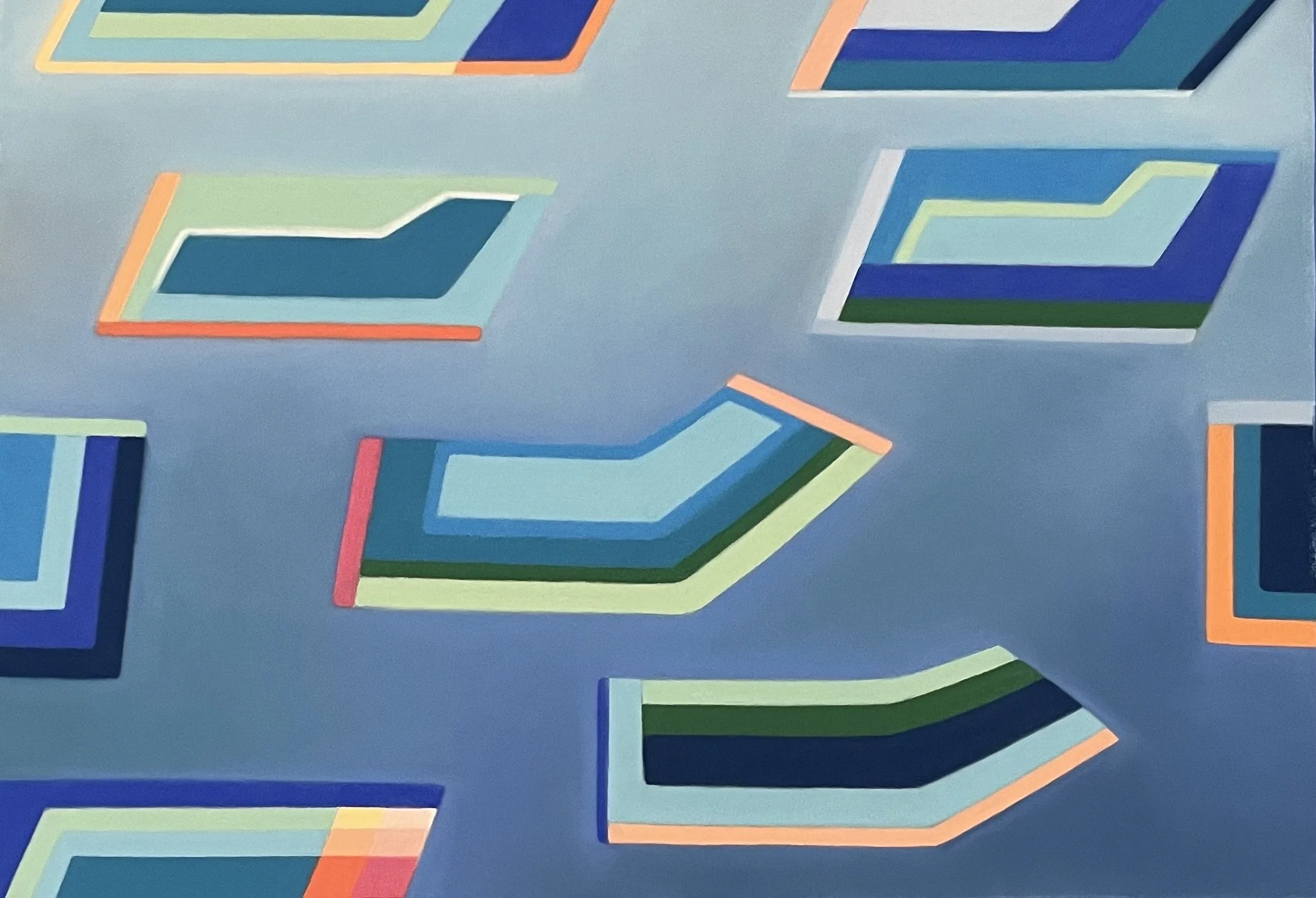 Schema Blue-Green, Pastel on Paper, 18.5 x 26.5 in.