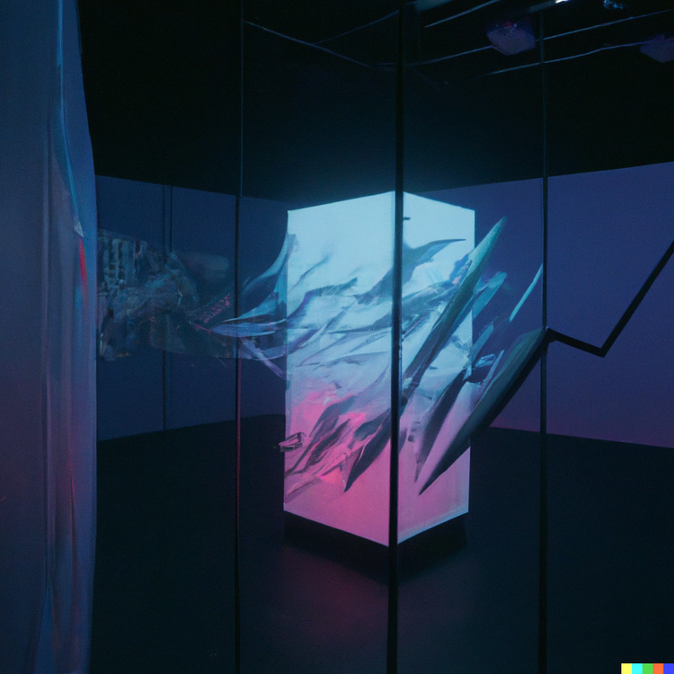 DALL·E+2023-04-18+12.00.31+-+art+exhibit+,+oracle,+prophecy,+AI,+fortunetelling,+video+art,+fine+art,++projections,+sound,+three+rooms,+doomsday,+end+of+the+world,+hope+for+the+fu.png