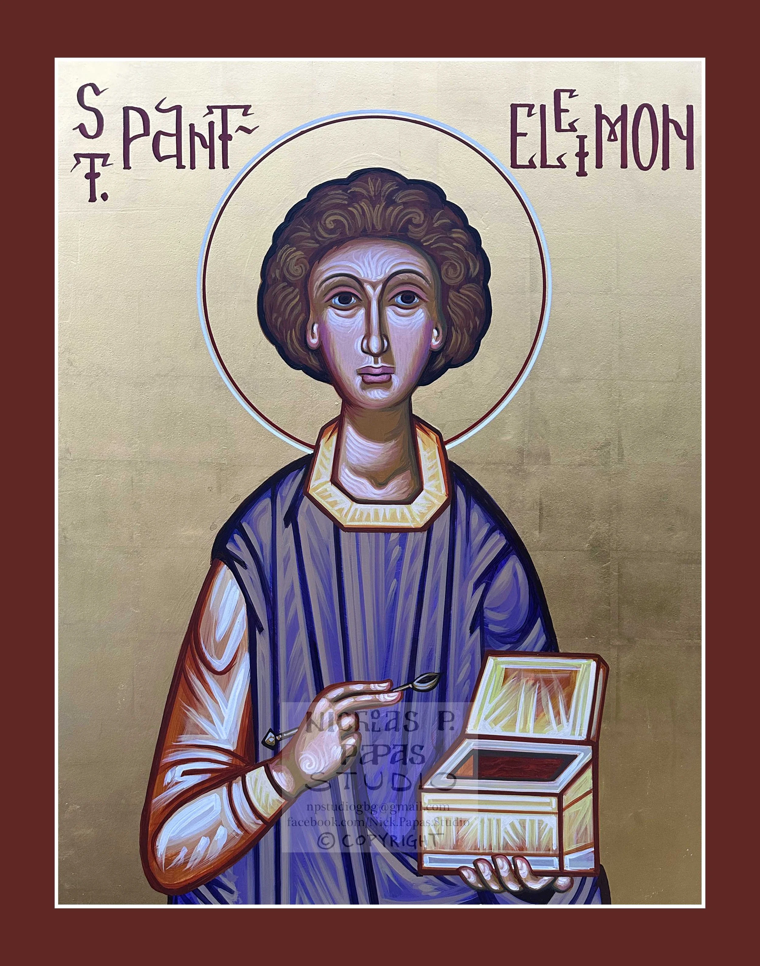 Panteleimon(B)(8"x10"x3/4")(Patron of Physicians, Pharmacists, midwives, livestock, headaches, illnesses)