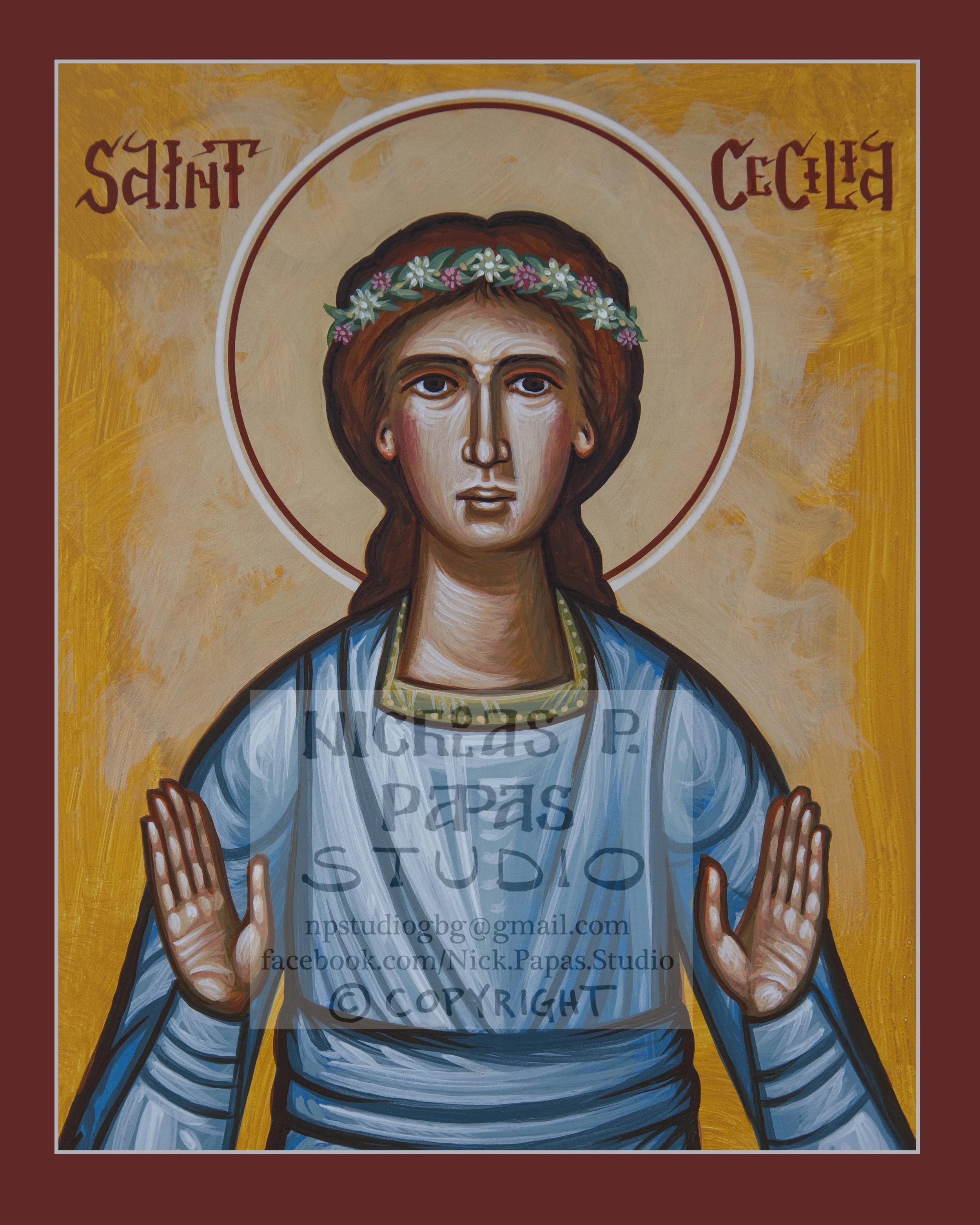Cecelia (A)(8"x10"x3/4")(Patron of musicians, luthiers; poets, France, Pipe organs)