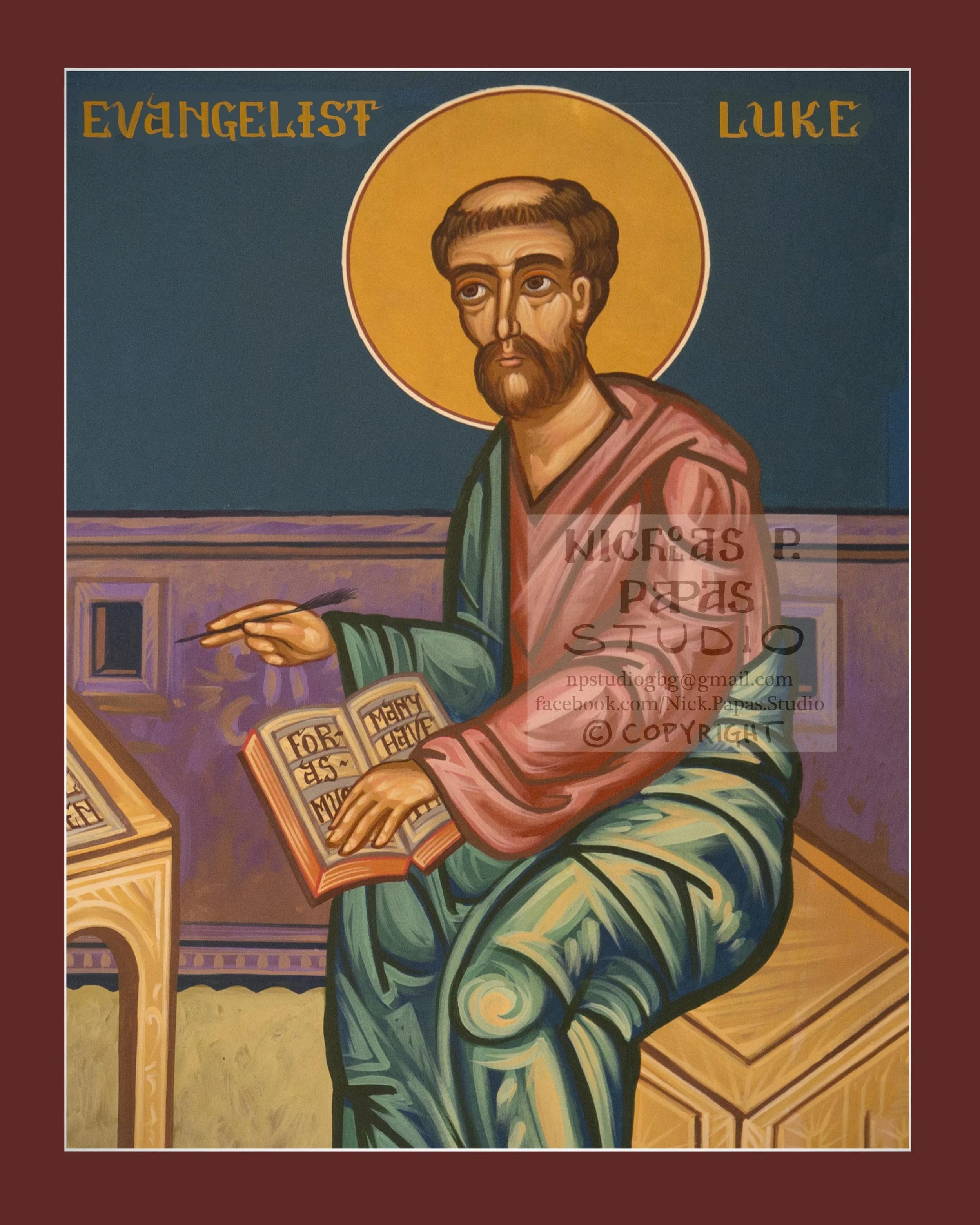 Luke (C)(8"x10"x3/4")(Patron of Physicians, Surgeons, Artists & Iconographers)