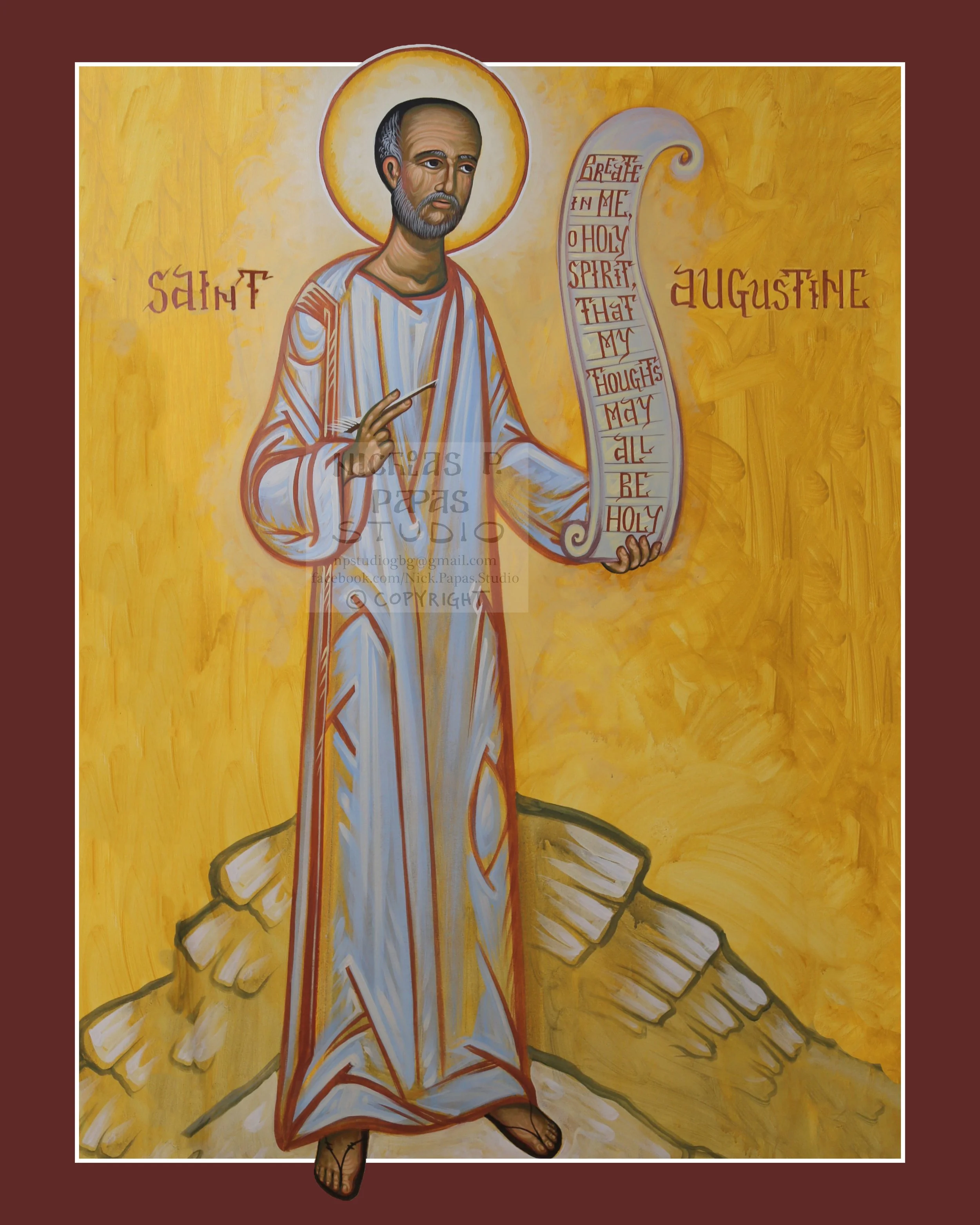 Augustine of Hippo (B)(8"x10"x3/4")(Patron of brewers, printers, theologians, & converts)