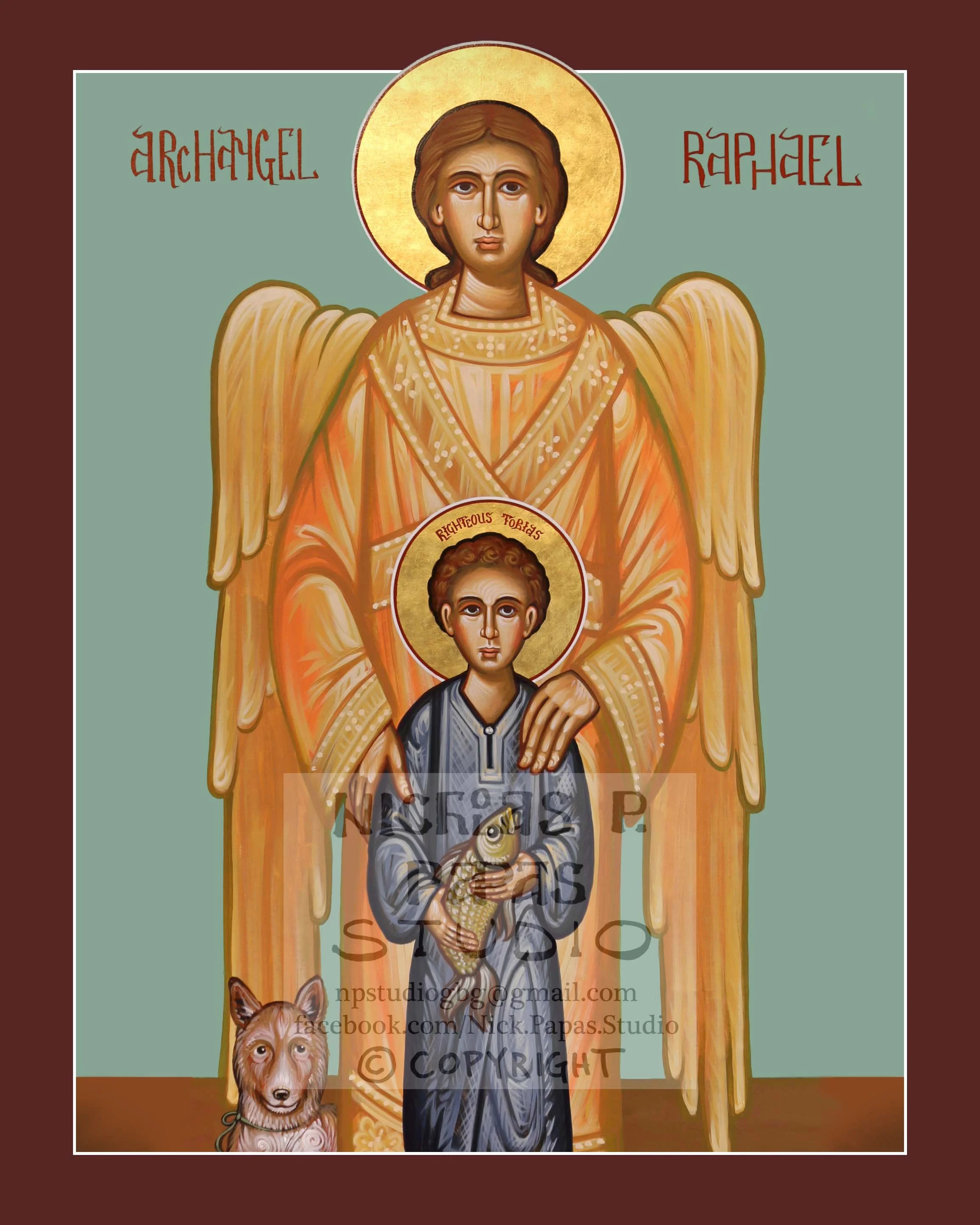 Archangel Raphael & Tobias (8"x10"x3/4")(Patron of travelers, the blind, medical workers, Christian marriage)