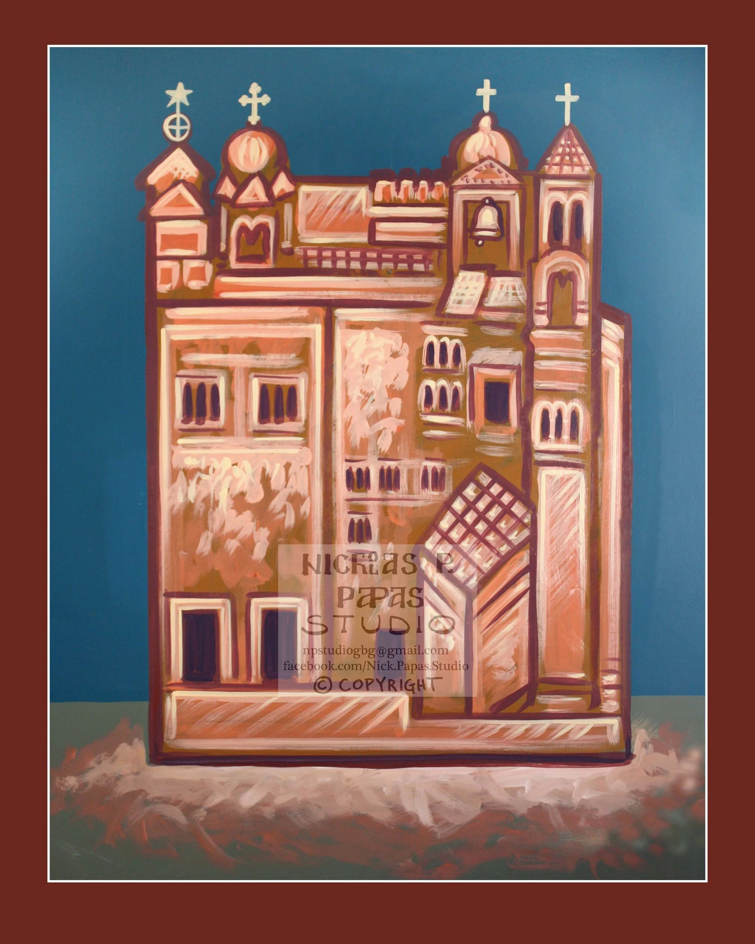 Church of The Nativity, Bethlehem, "Byzantine" Rendering (8"x10"x3/4")
