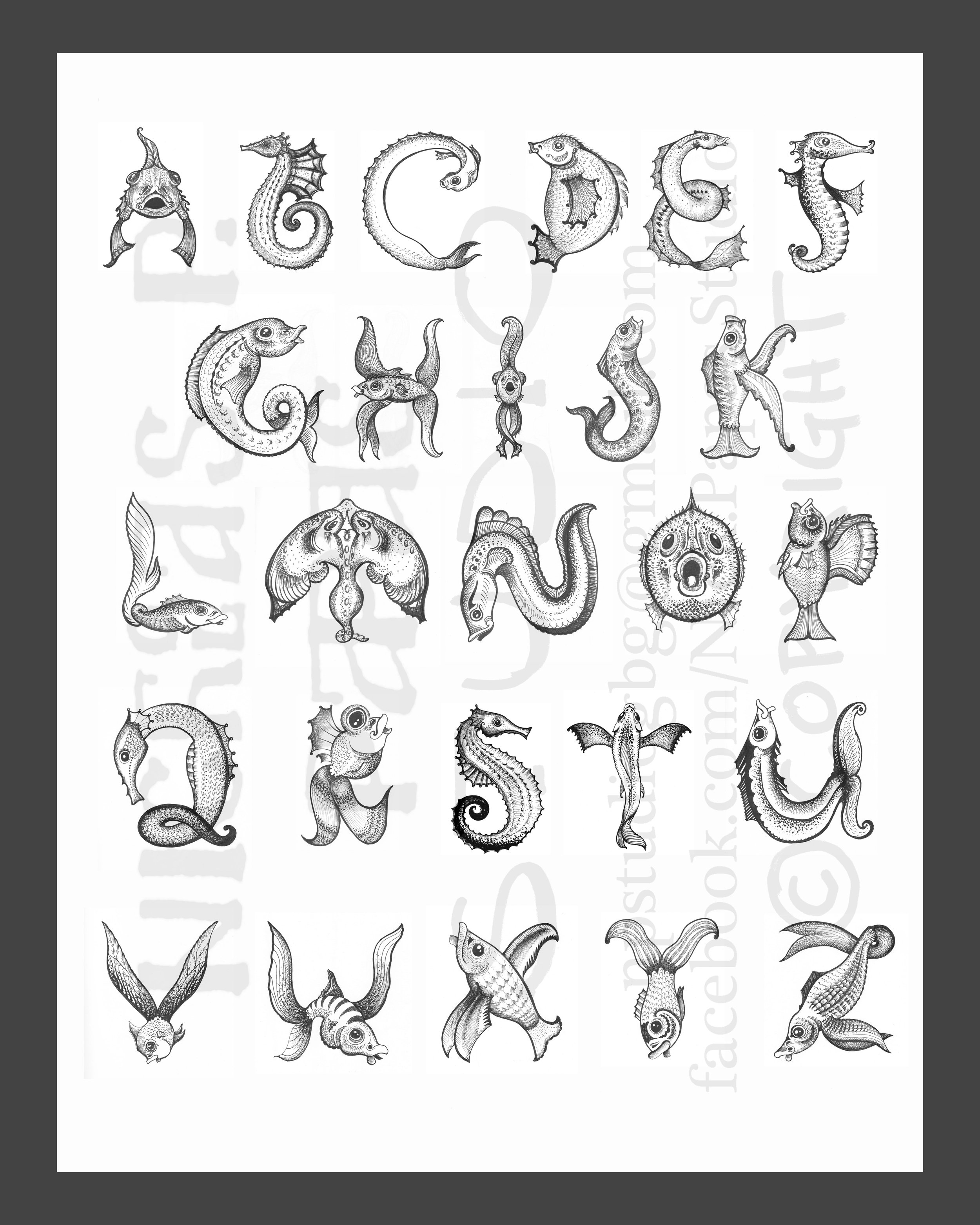 Fish Alphabet (8"x10"x3/4")