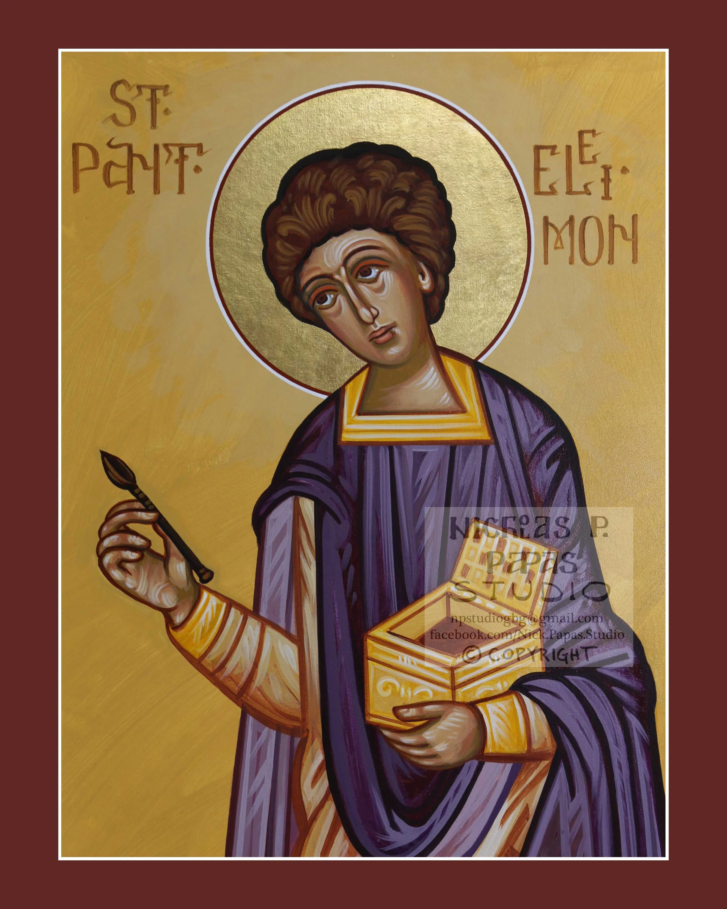 Panteleimon(A)(8"x10"x3/4")(Patron of Physicians, Pharmacists, midwives, livestock, headaches, illnesses)