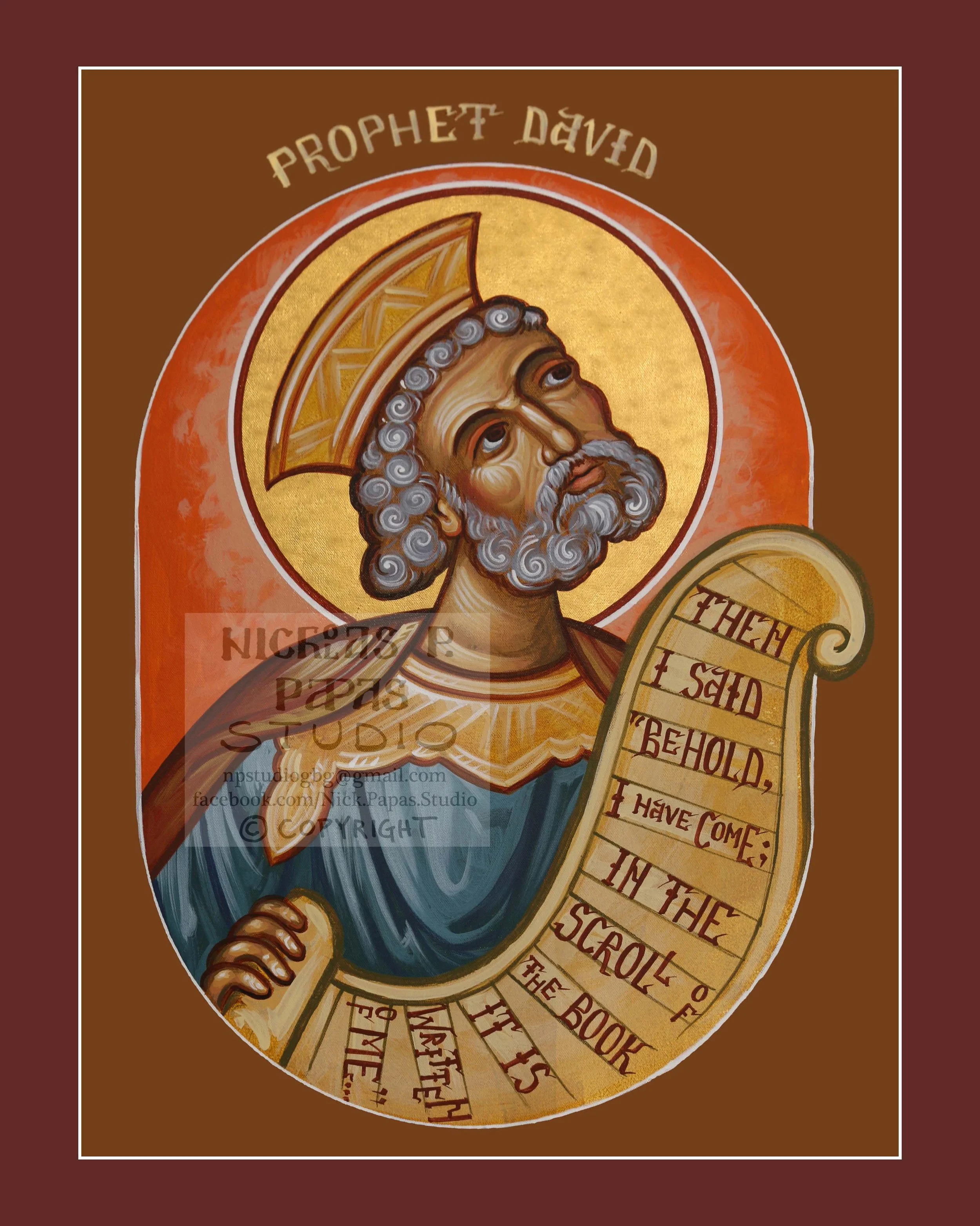 David (B) (8"x10"x3/4")(Patron of repentance, poets, musicians)