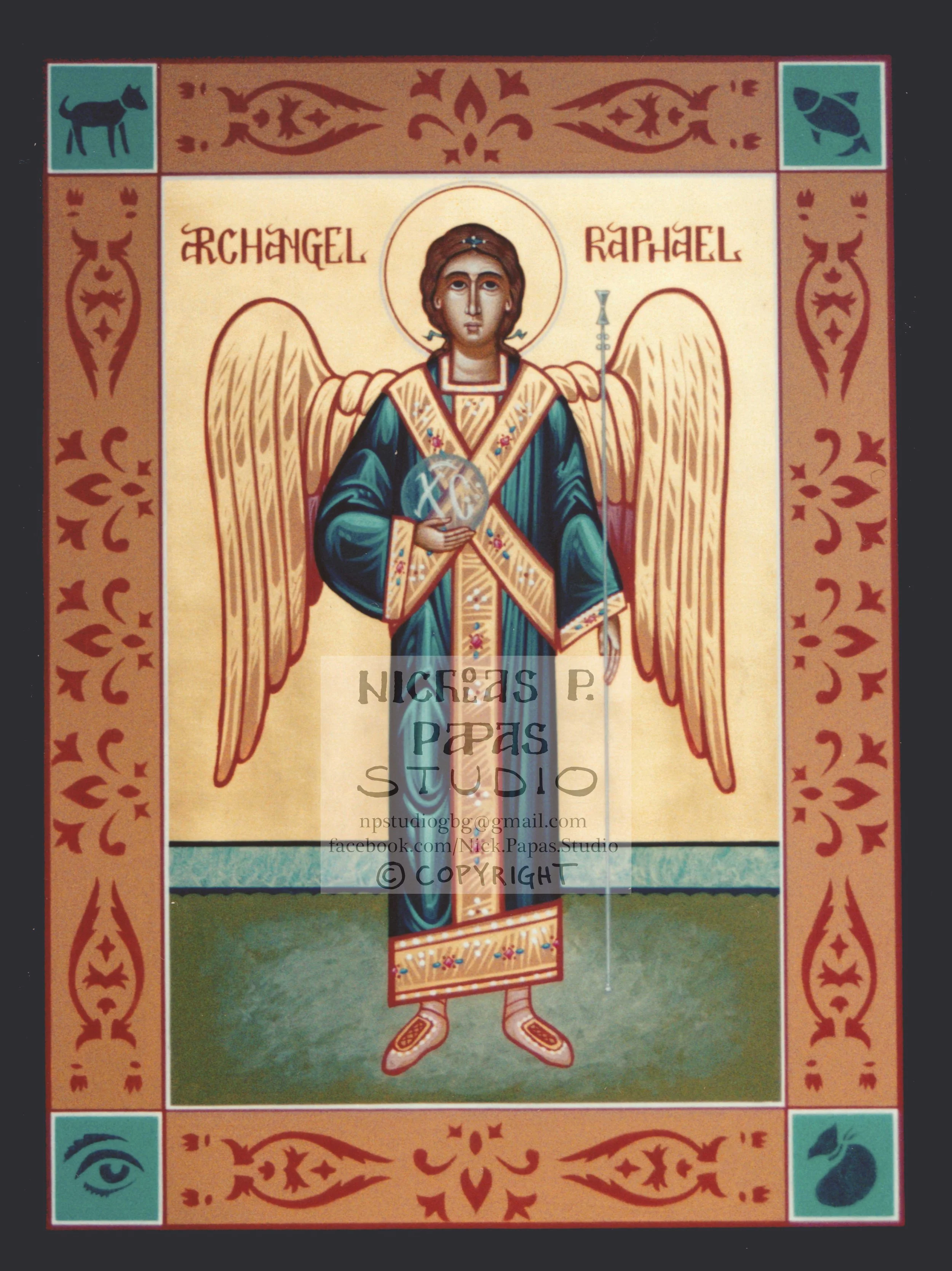 Archangel Raphael(8"x10"x3/4")(Patron of travelers, the blind, medical workers, Christian marriage)