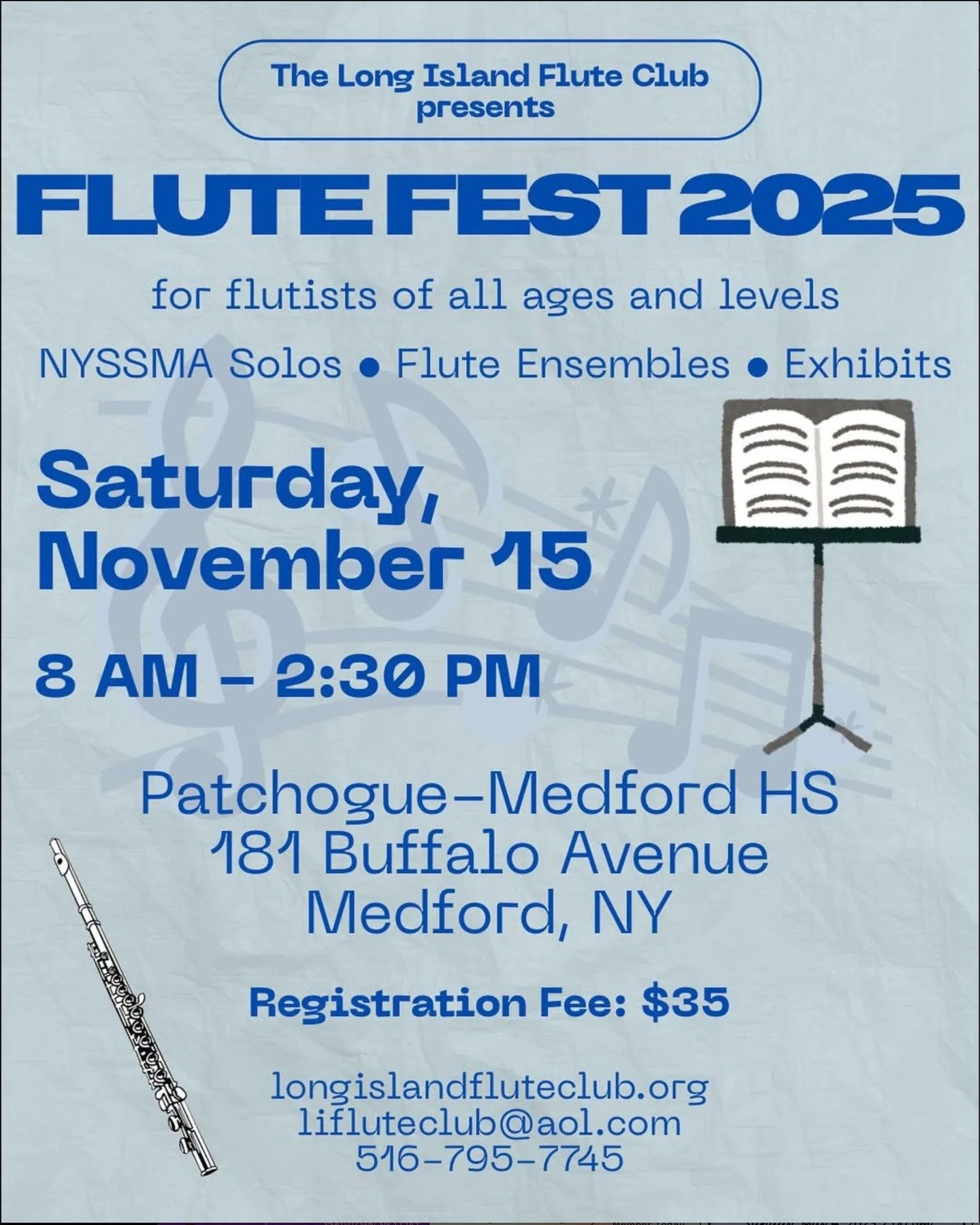 Wright Music is proud to announce we will be representing at Flute Fest 2025! Come by this Saturday (11/15) for classes, ensemble lessons, performances and more! Presented by @longislandfluteclub 
Need to find your NYSSMA solo? we'll be there selling