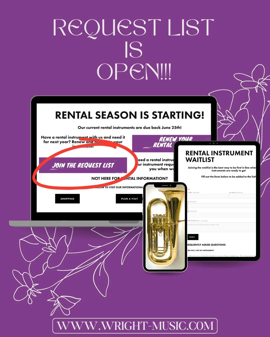 The Time Has Come! 
Our instrument request list is back open. Want to get a head start on your upcoming school year rental? Or want to try and get your hands on our harder to come by instruments? Go to our website (Link in bio) and fill out a quick f