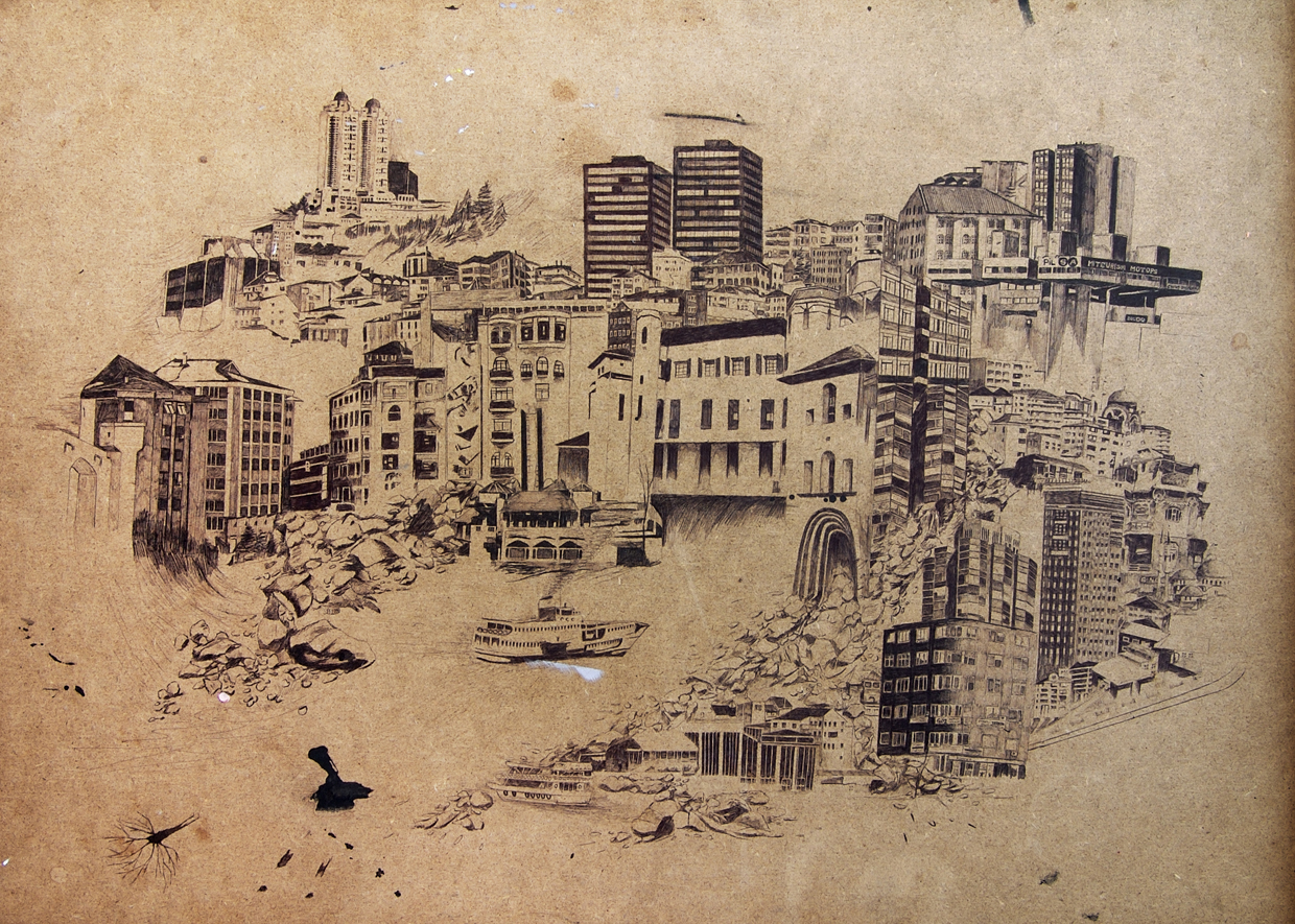  ​ Constantinople    Bic ink on panel.&nbsp;20” X 28”.&nbsp;2007 