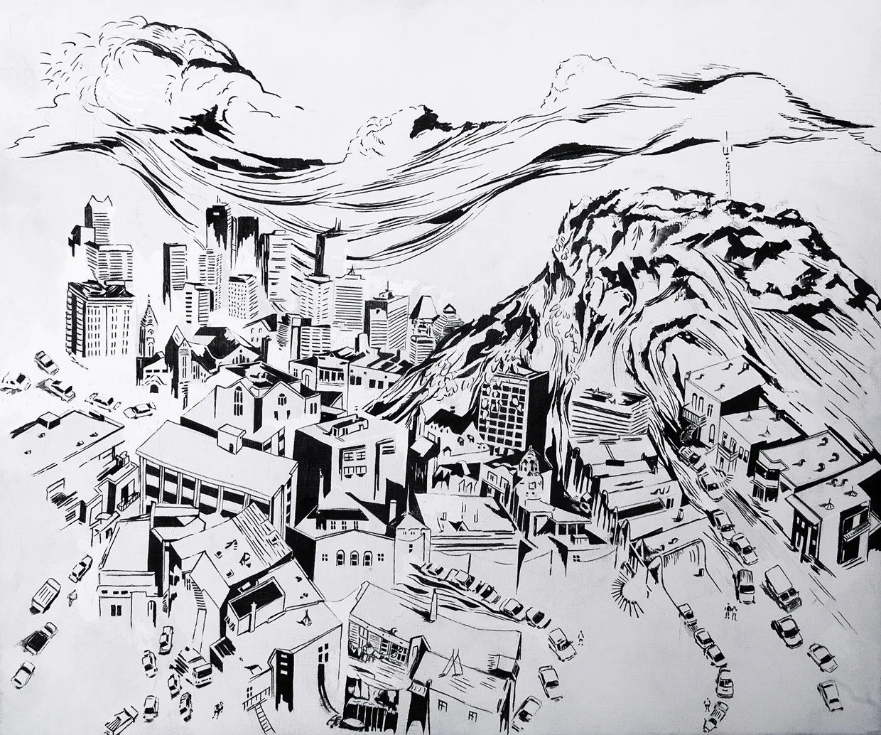 Montreal, 2008. Ink on canvas. 