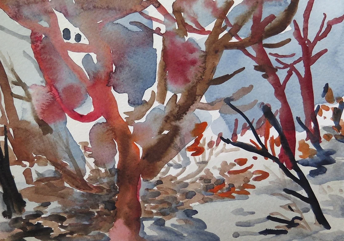 "Forest Outside Graz 07" Watercolour on paper, 6.75” x 9.25”, 2014.
