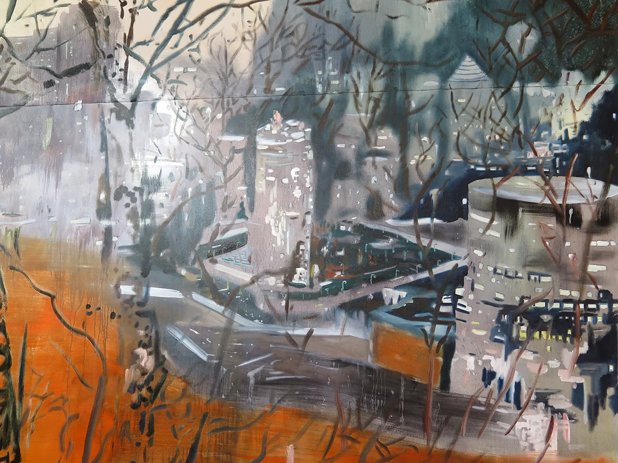 Untitled (studio installation), 2014. Oil on canvas. 12 ft. X 20 ft.