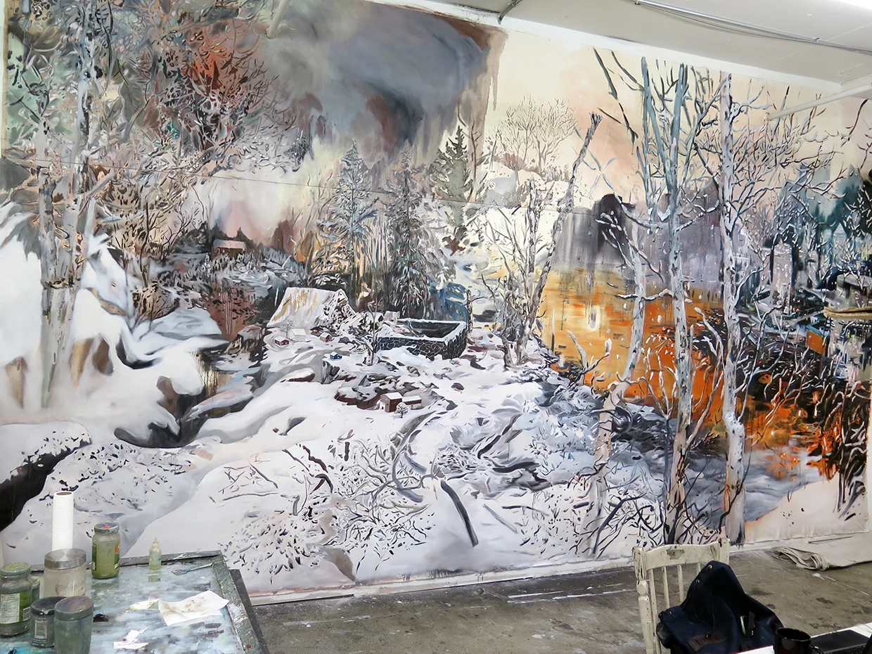 Untitled (studio installation), 2014. Oil on canvas. 12 ft. X 20 ft.