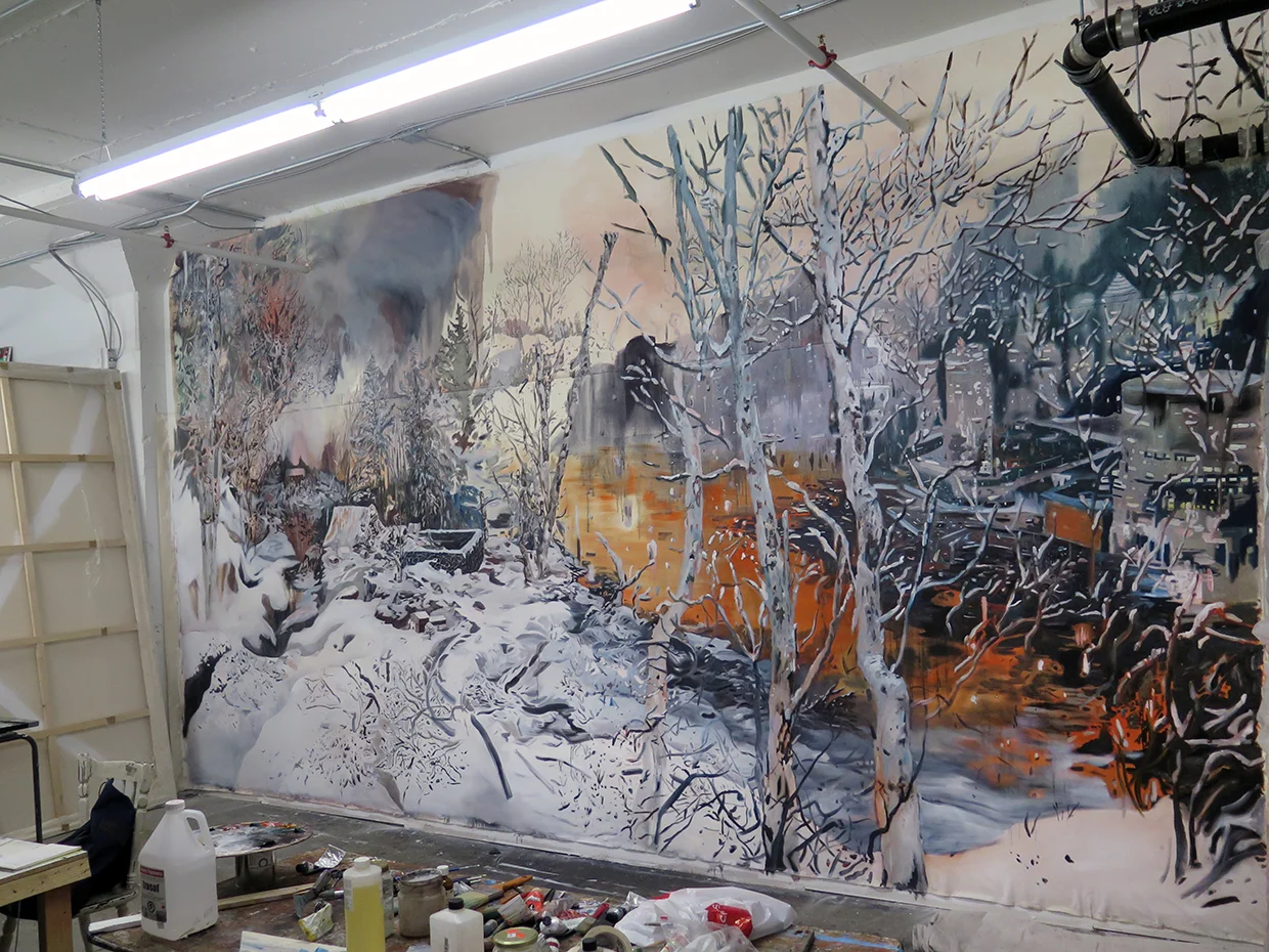 Untitled (studio installation), 2014. Oil on canvas. 12 ft. X 20 ft.