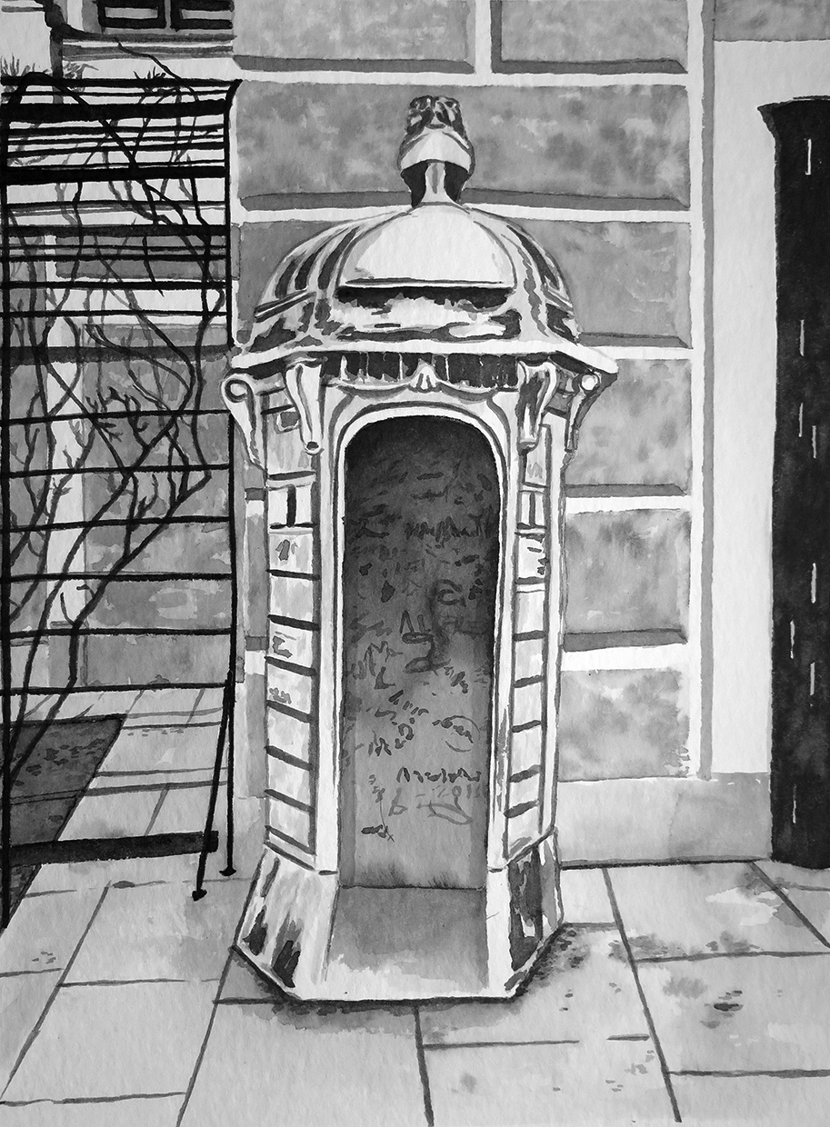  "Guard hut at Schönbrunn" Ink on paper 