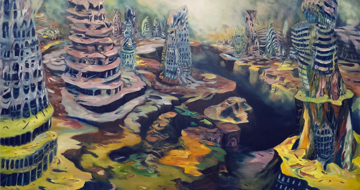 "Edge City" Oil on canvas, 53" x 103"