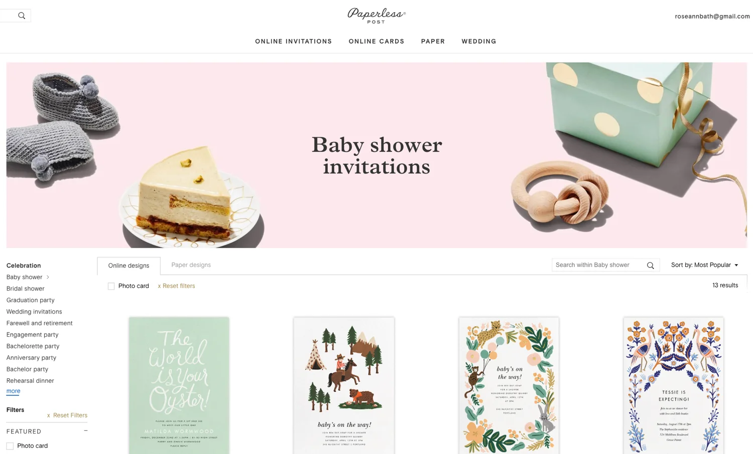 paperless baby shower invitations