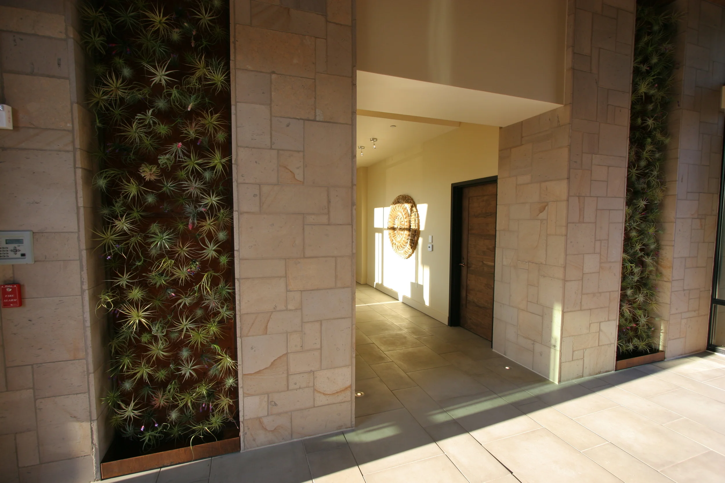 This is the Bardessono Hotel Tillandsia Garden. SmithBuilt’s collaboration process inspires one-of-a-kind results. Most recently, SmithBuilt collaborated to create a “green” art installation as the main feature of the lobby at the The Bardessono hotel in Napa Valley. SmithBuilt created and installed a vertical garden on the hotel’s main entrance walls using Tillandsia, “air” plants which need little to no water. The project was lauded in the New York Times as “a striking substitute for wasteful displays of cut flowers” that has the effect of “a Victorian collector’s cabinet of curiosities” full of “abstracted sea creatures.” SmithBuilt worked with Flora Grubb of Flora Grubb Gardens and Seth Boor of Boor Bridges Architecture to conceive and build the garden.