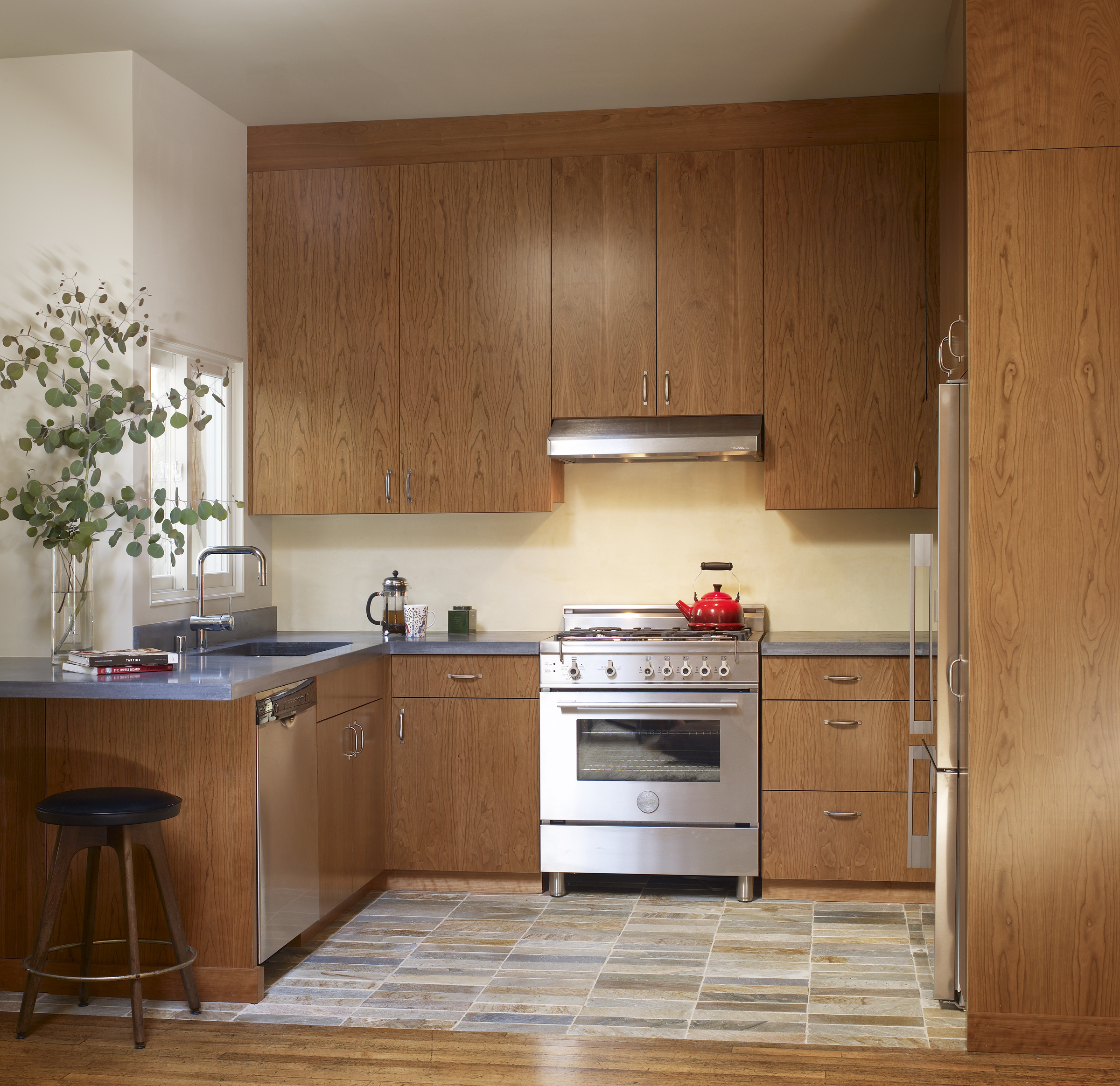 The kitchen with custom cabinetry built by my friend Steve.