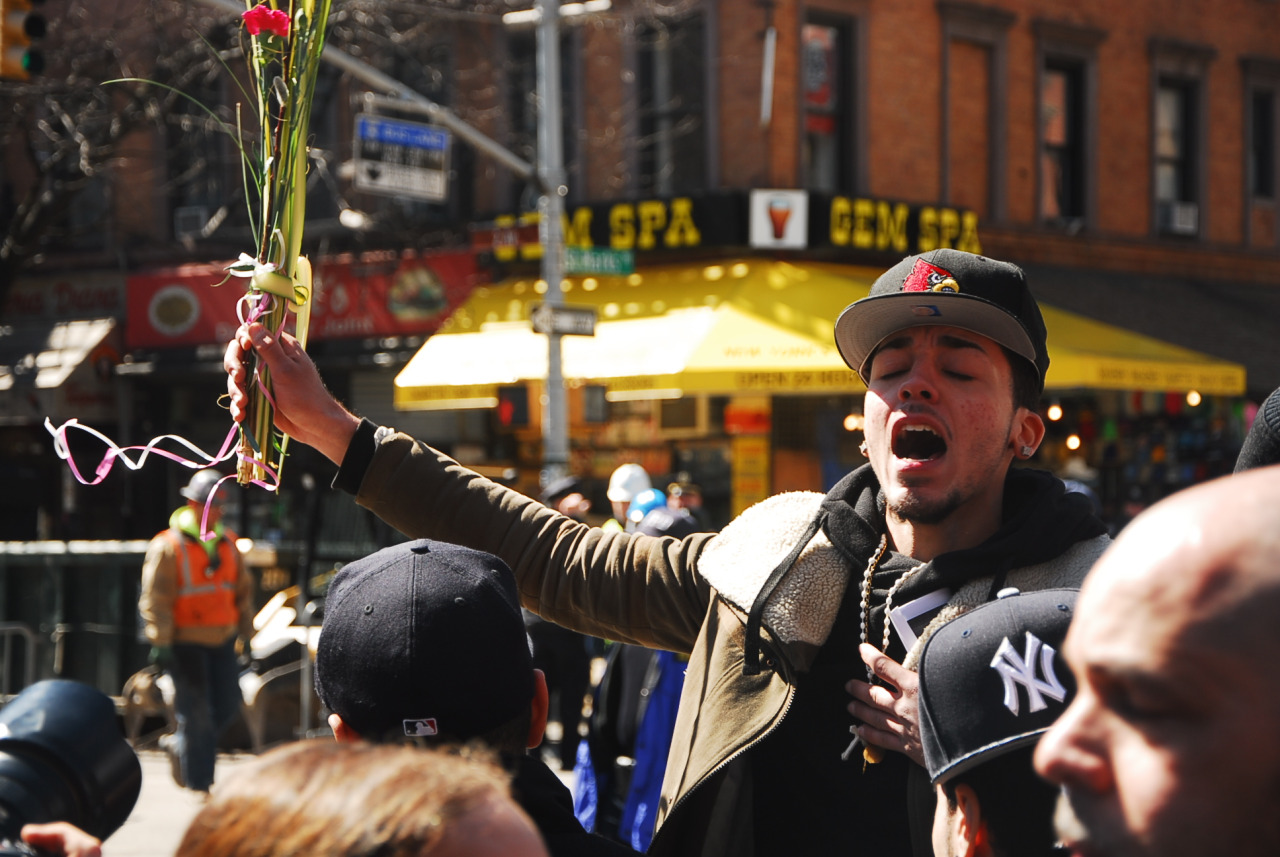 Neal Figueroa, brother of Nicholas Figueroa, missing after the East Village fire. His brother's remains were found shortly afterwards. Corner of 2nd Avenue & St. Marks, Sunday, March 29, 2015