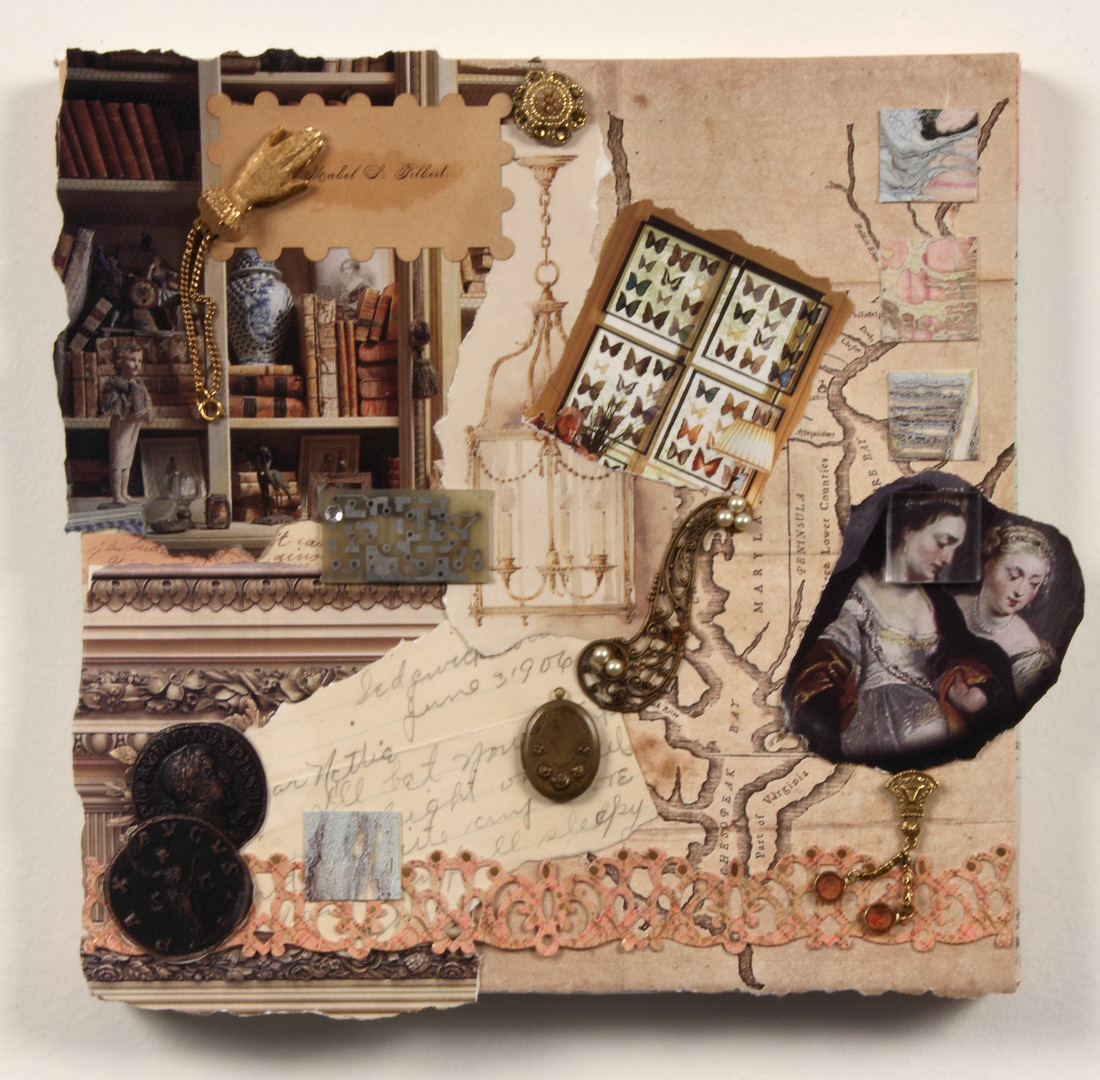 Colleen, 10 x 10, Mixed Media and found objects 