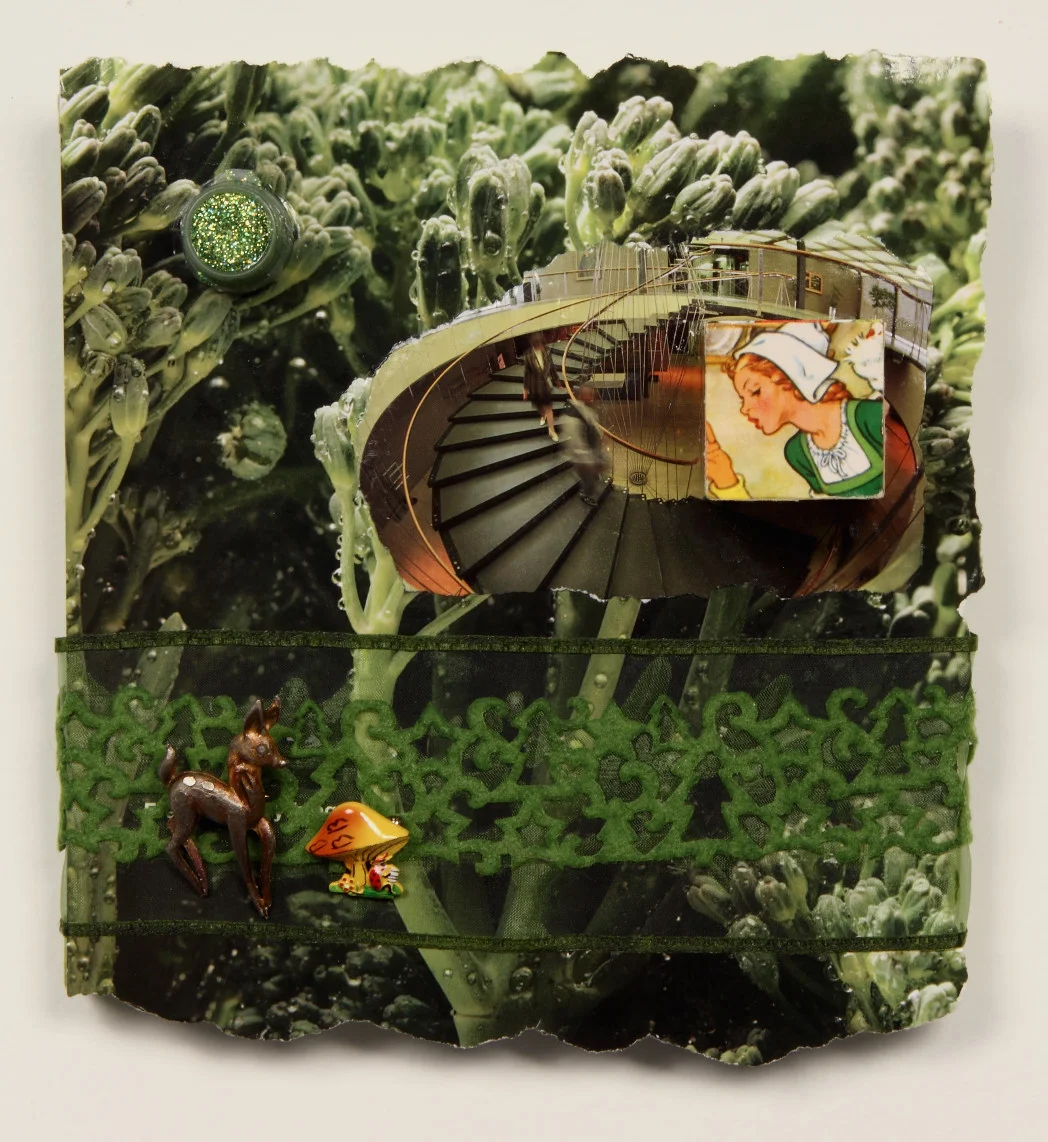 Study in Green, 10 x 10, paper and found objects 