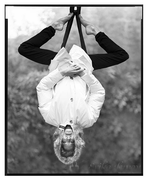 Erika Lemay's portrait shot with a large ancient 8x10 (20x25cm) black and white film camera, by Douglas Kirkland