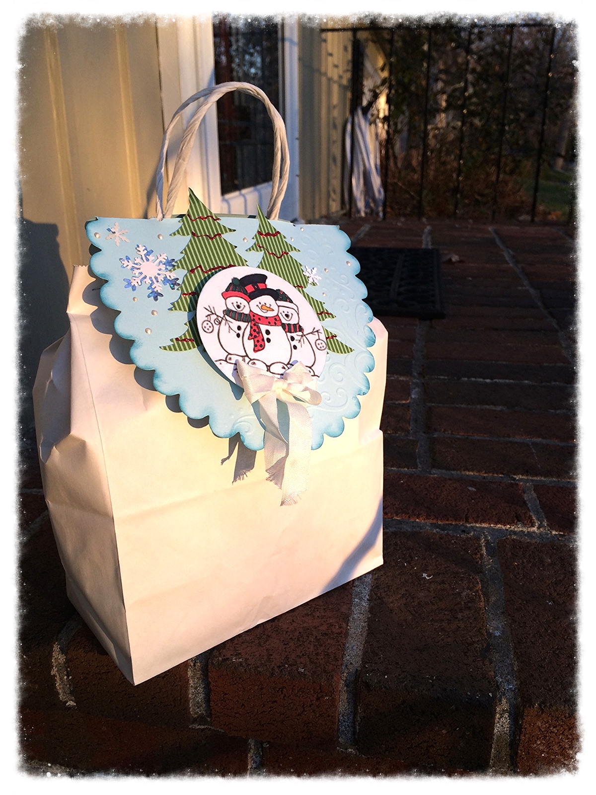 This was a cute No Peeking bag topper that we got to embellish as a little extra thank you project. 