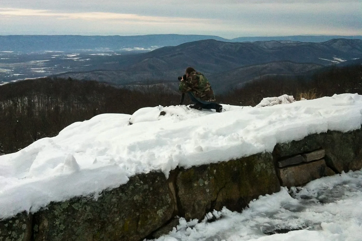 Me framing a shot in the snow