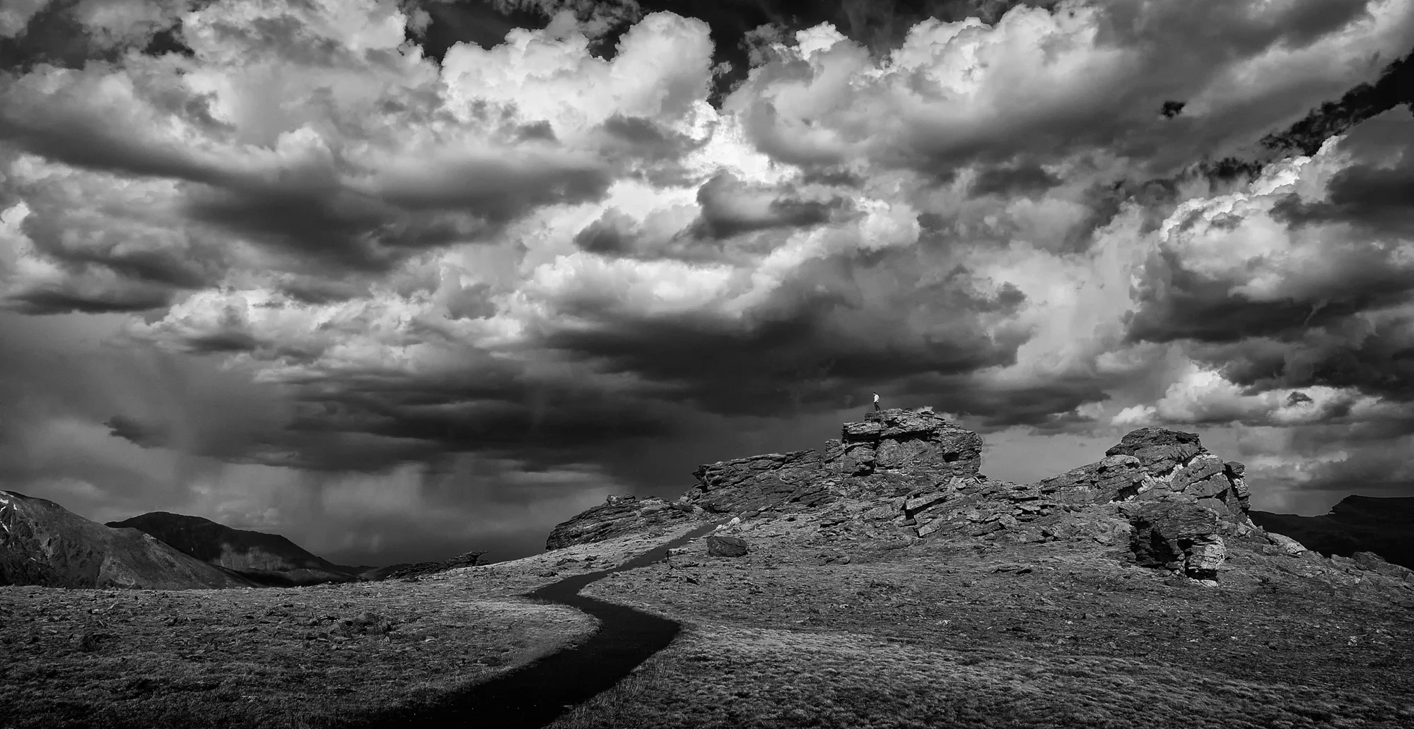 Facing the Storm, Rocky Mountain National Park (black and white)