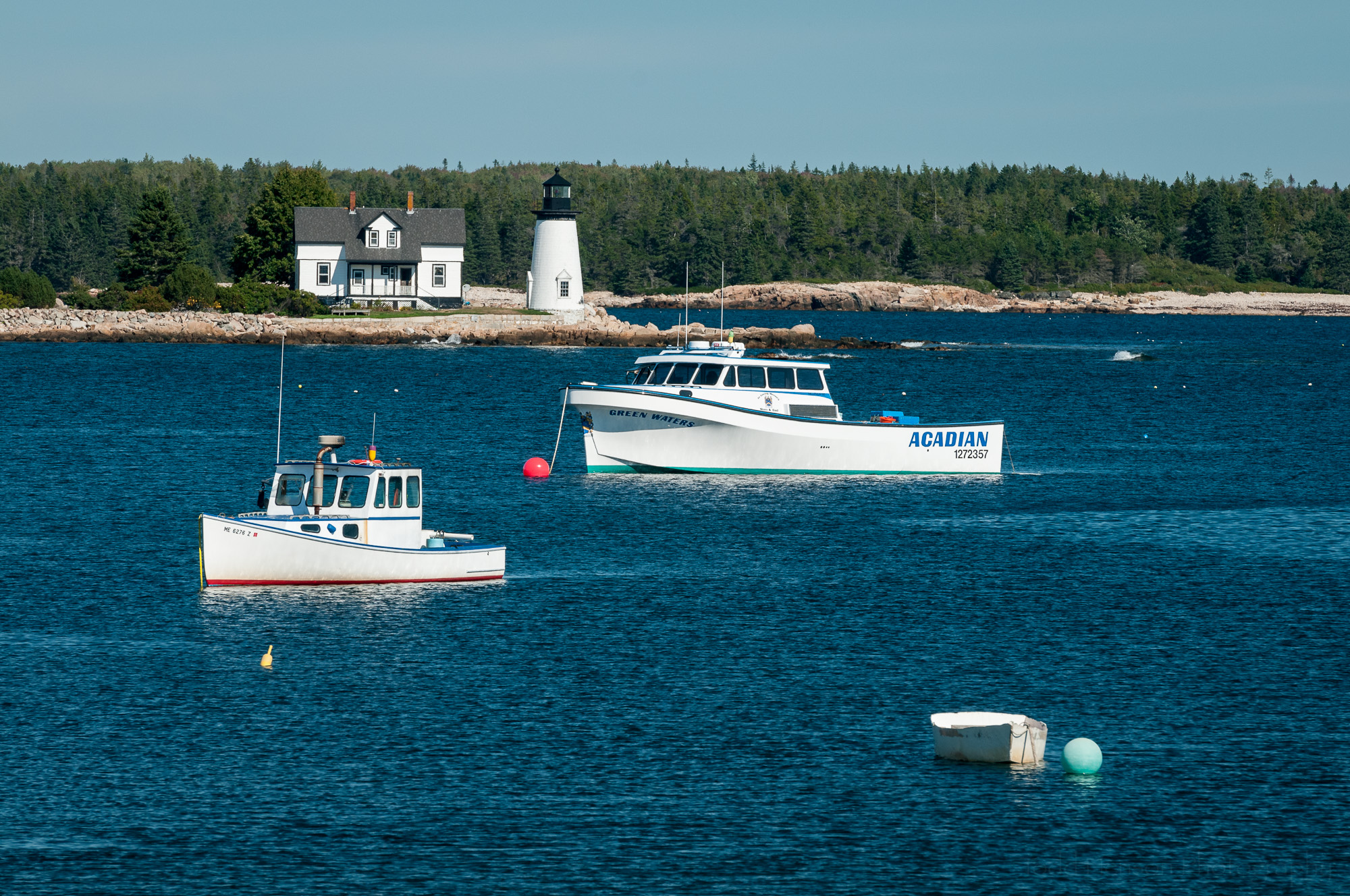 Highest perspective. Prospect Harbor Point Light, a lighthouse in Maine.