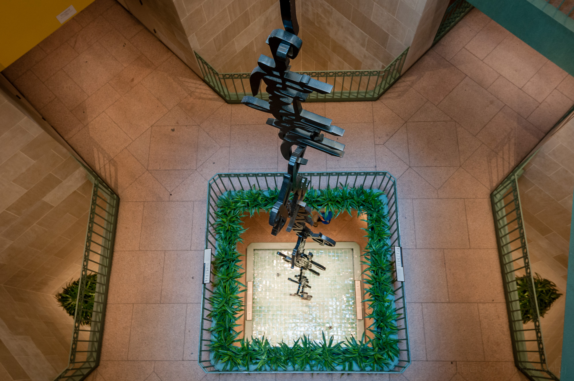 Looking down at Monkeys Grasp for the Moon by Xu Bing in the Sackler Gallery
