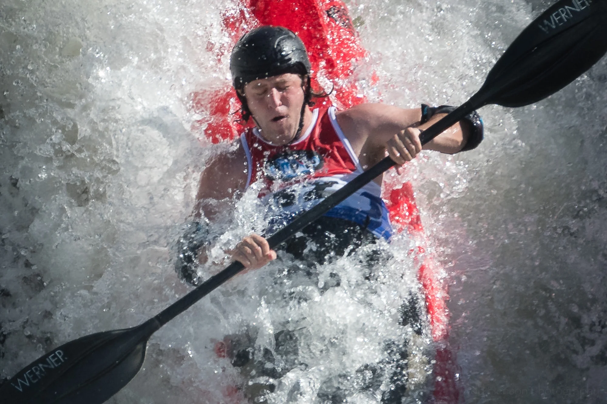 Closeup of Jules Krinsky Kayaking The Fingers at Great Falls
