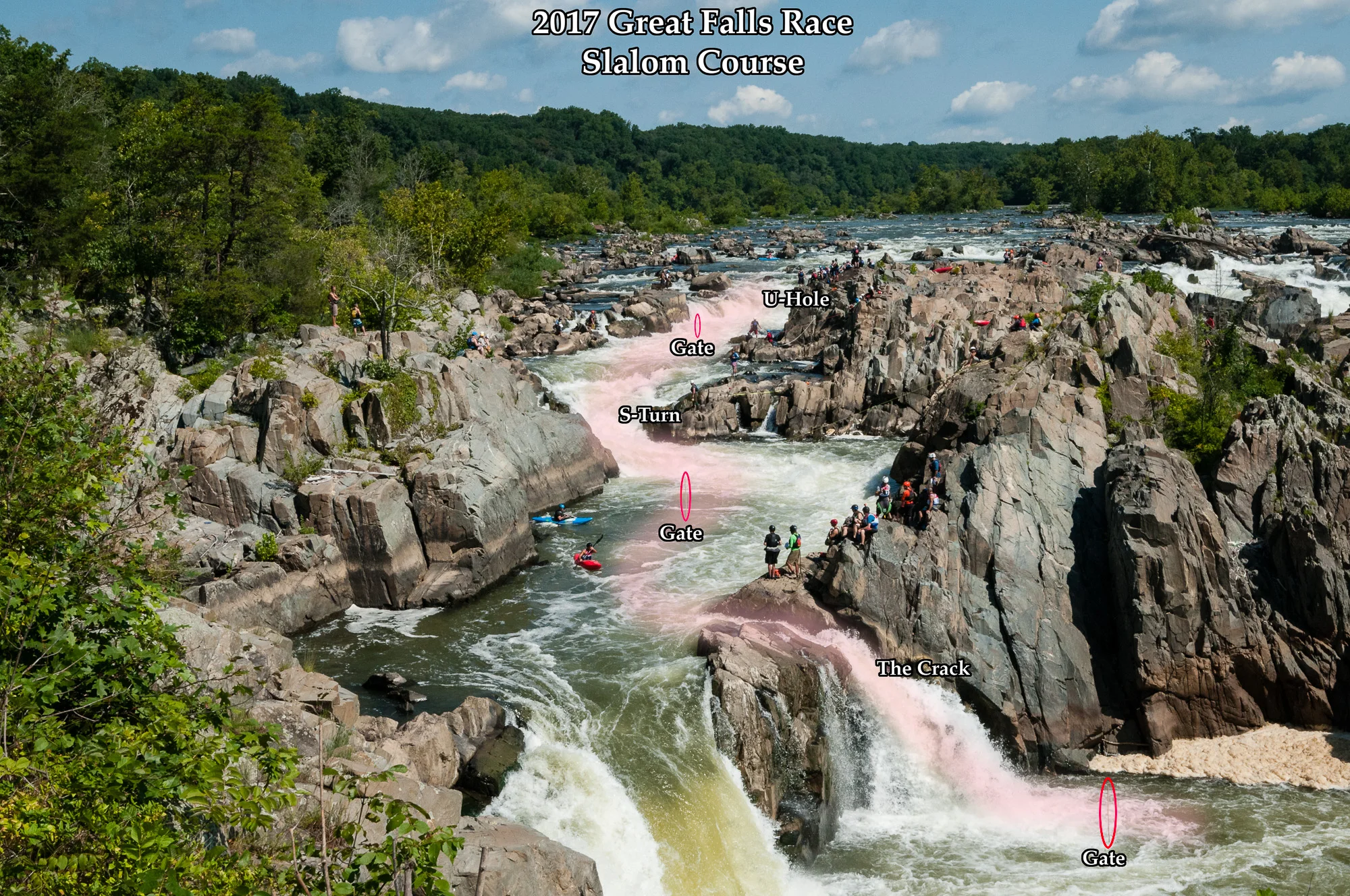 Layout of the slalom course, part of the 2017 Great Falls Race.