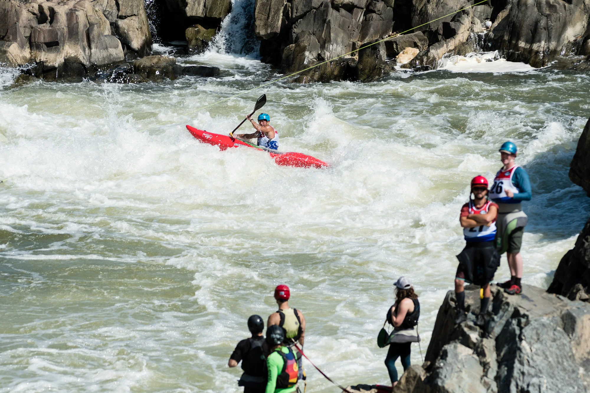 Before Jason Beakes can reach the next slalom gate he needs to maneuver himself out of the strong current from S-Turn.