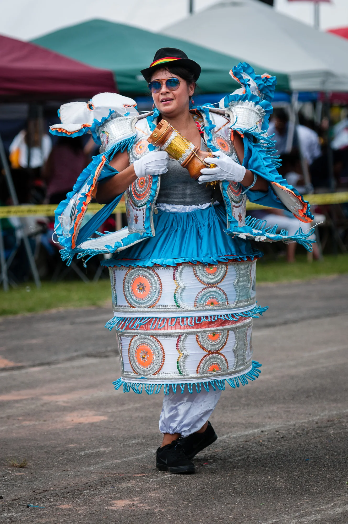 A member of Embajadores del Folklore performing a Morenada dance.