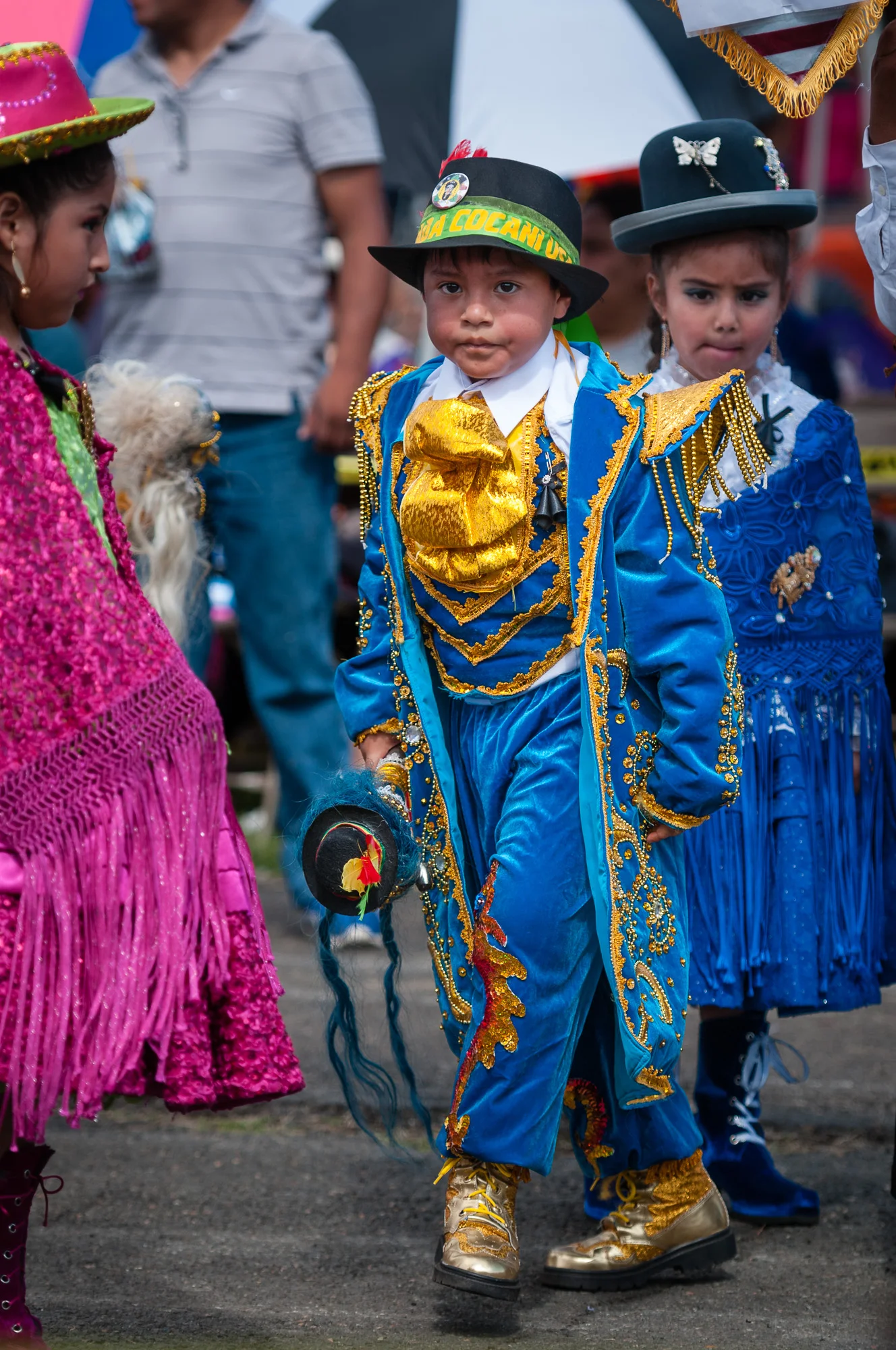 Here is a small group of performers from Morenada Revelacion Cocanis VA USA just after performing a Morenada dance.