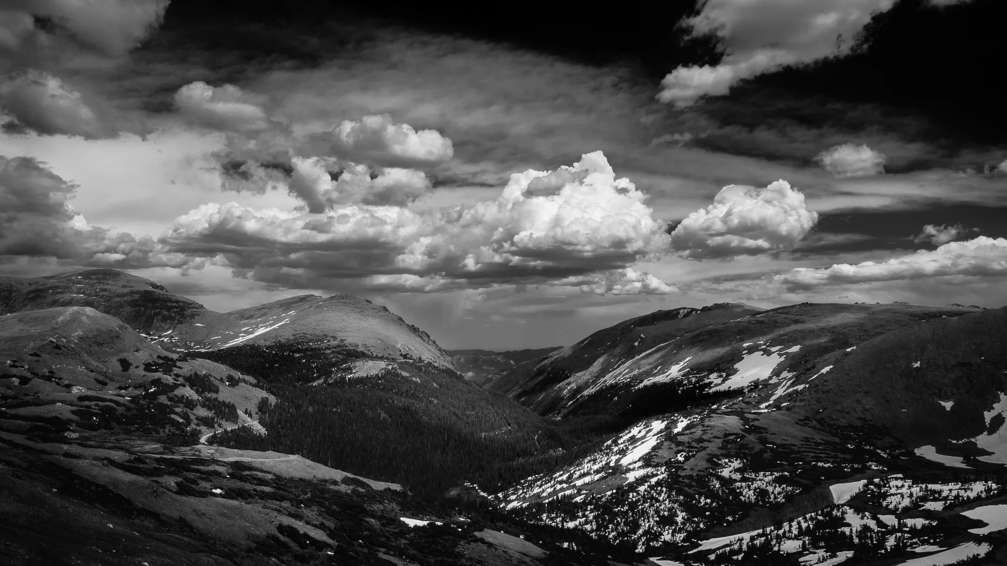 A view from the road while driving through Rocky Mountain National Park