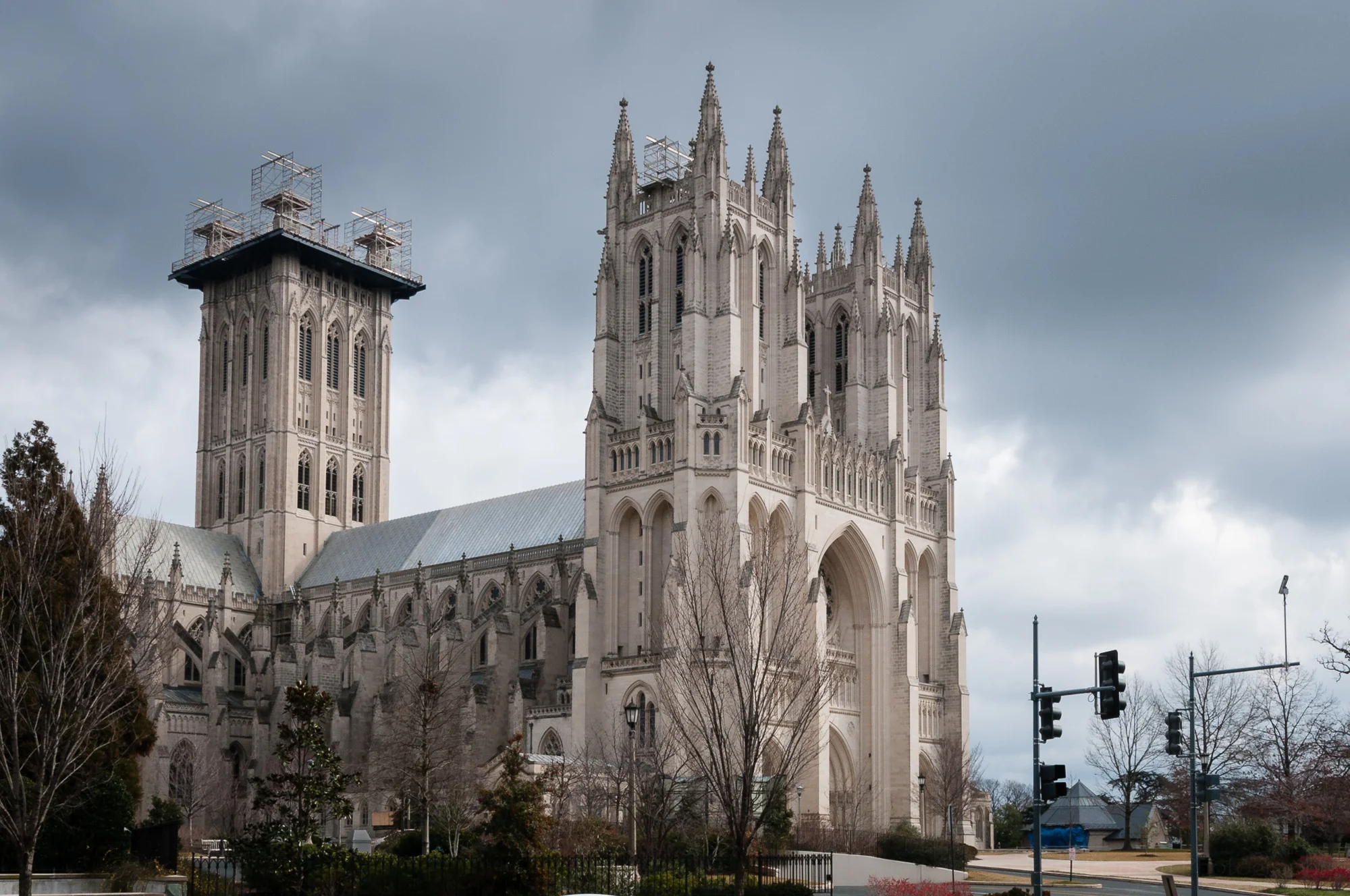 Washington National Cathedral viewed from across the street.