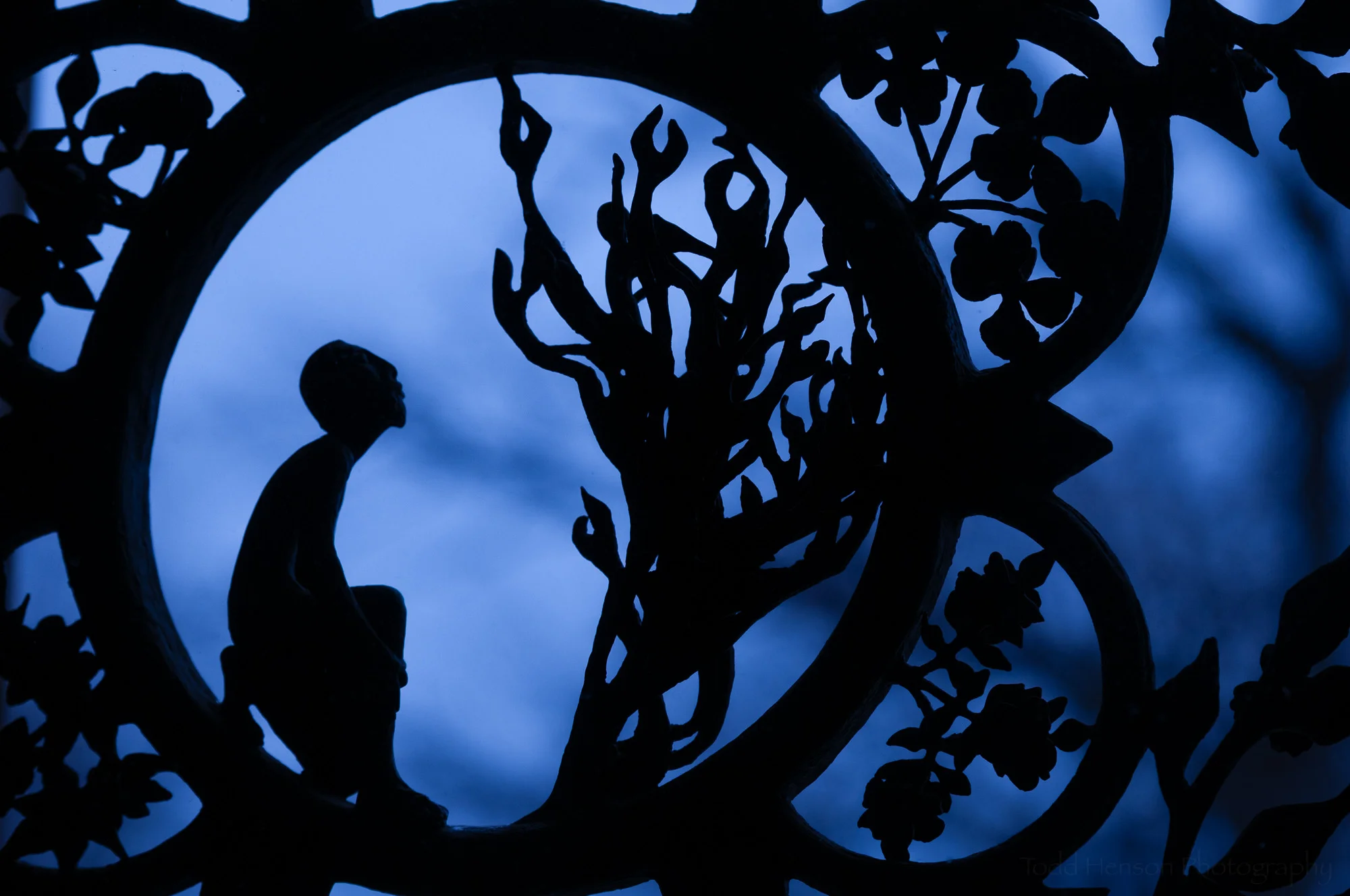 Metal sculpture on front door of Washington National Cathedral.