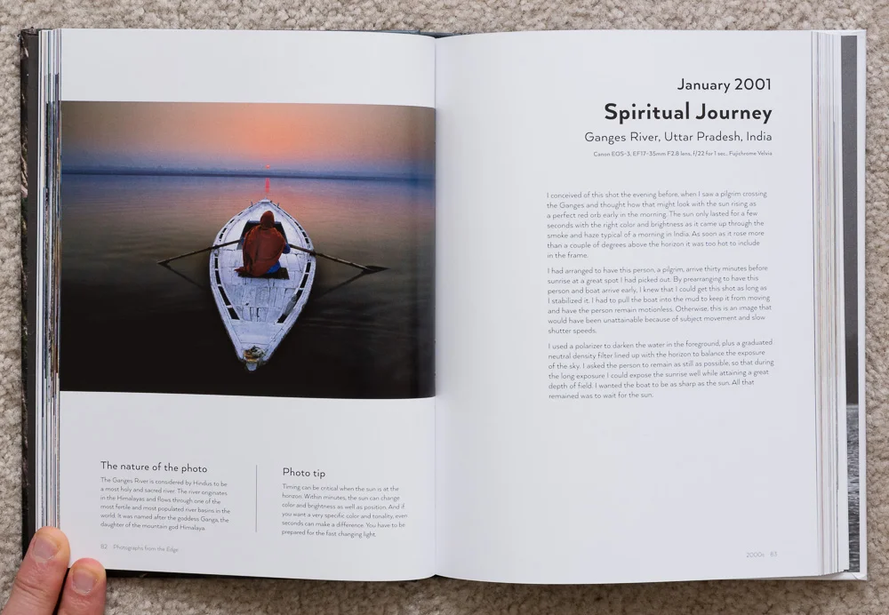 Photographs from the Edge by Art Wolfe, pages 82-83, January 2001, Spiritual Journey, Ganges River, Uttar Pradesh, India.