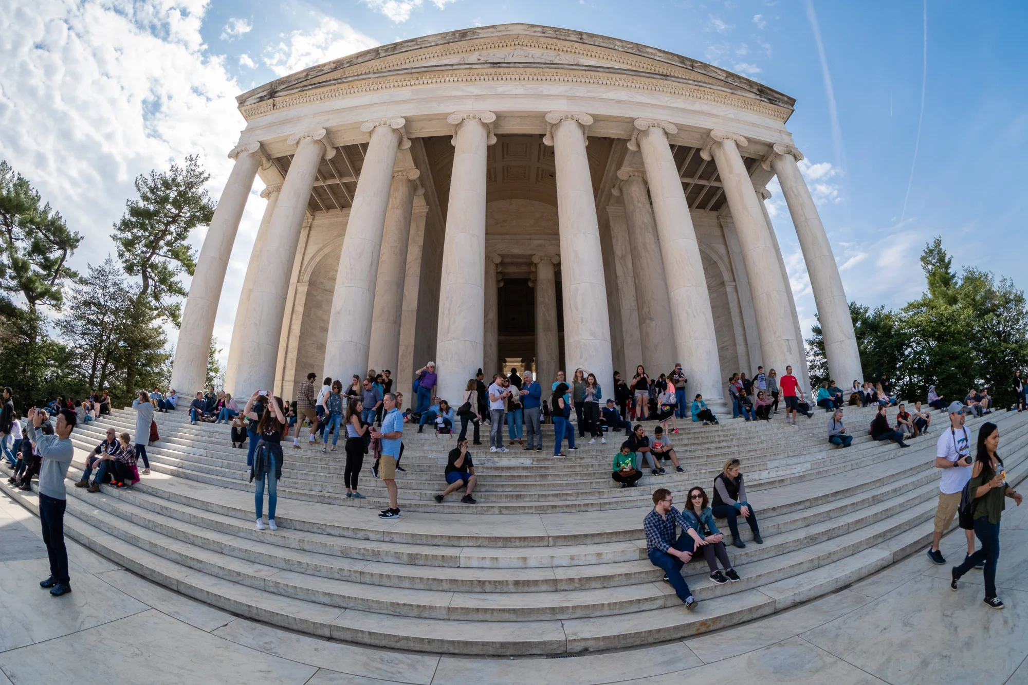 Cherry Blossom Crowds on the steps of the Jefferson Memorial