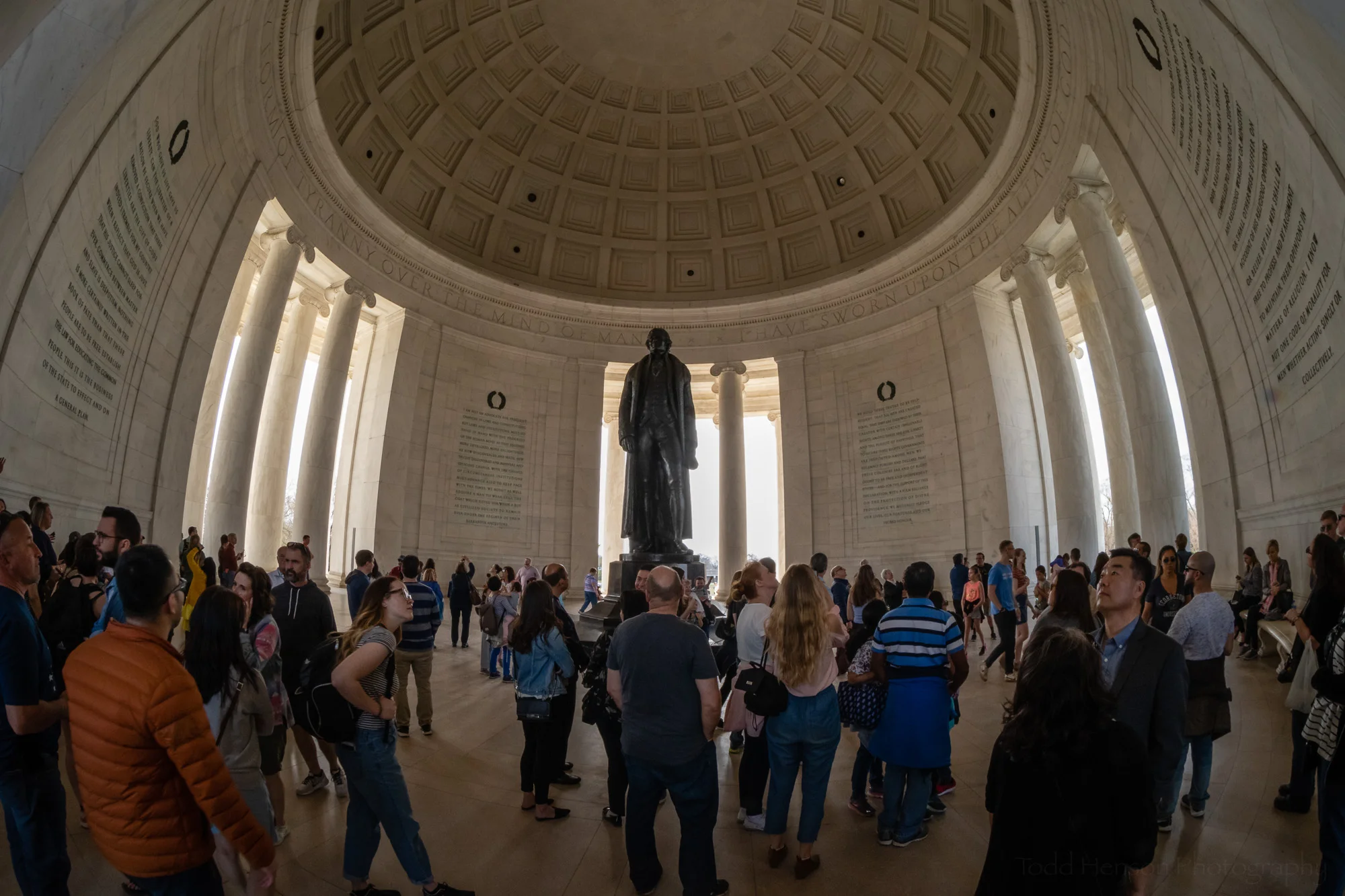 Cherry Blossom Crowds inside the Jefferson Memorial
