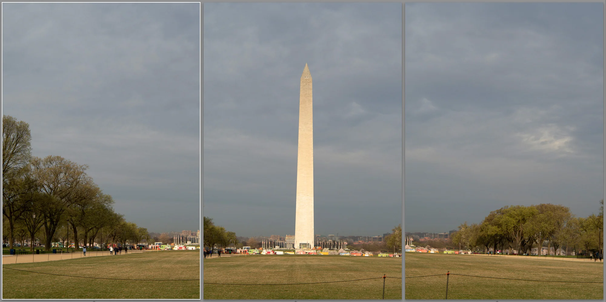 The 3 photos that were combined into the final stitched panorama.