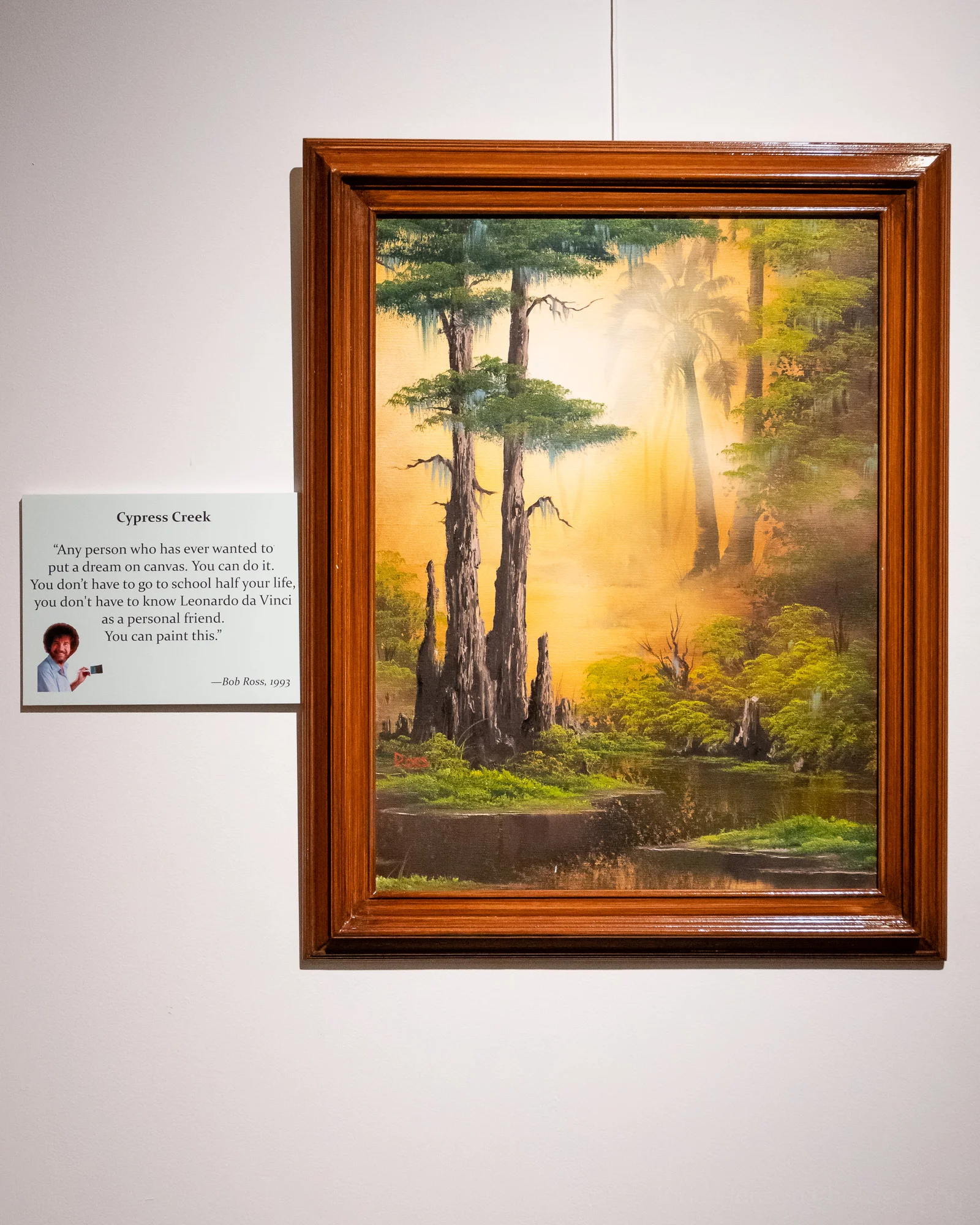 Cypress Creek , an original oil painting by Bob Ross, exhibited at Franklin Park Arts Center