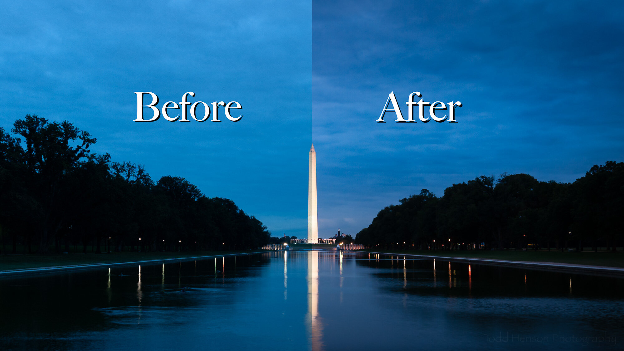 Before &amp; After: Dawn Reflections of the Washington Monument