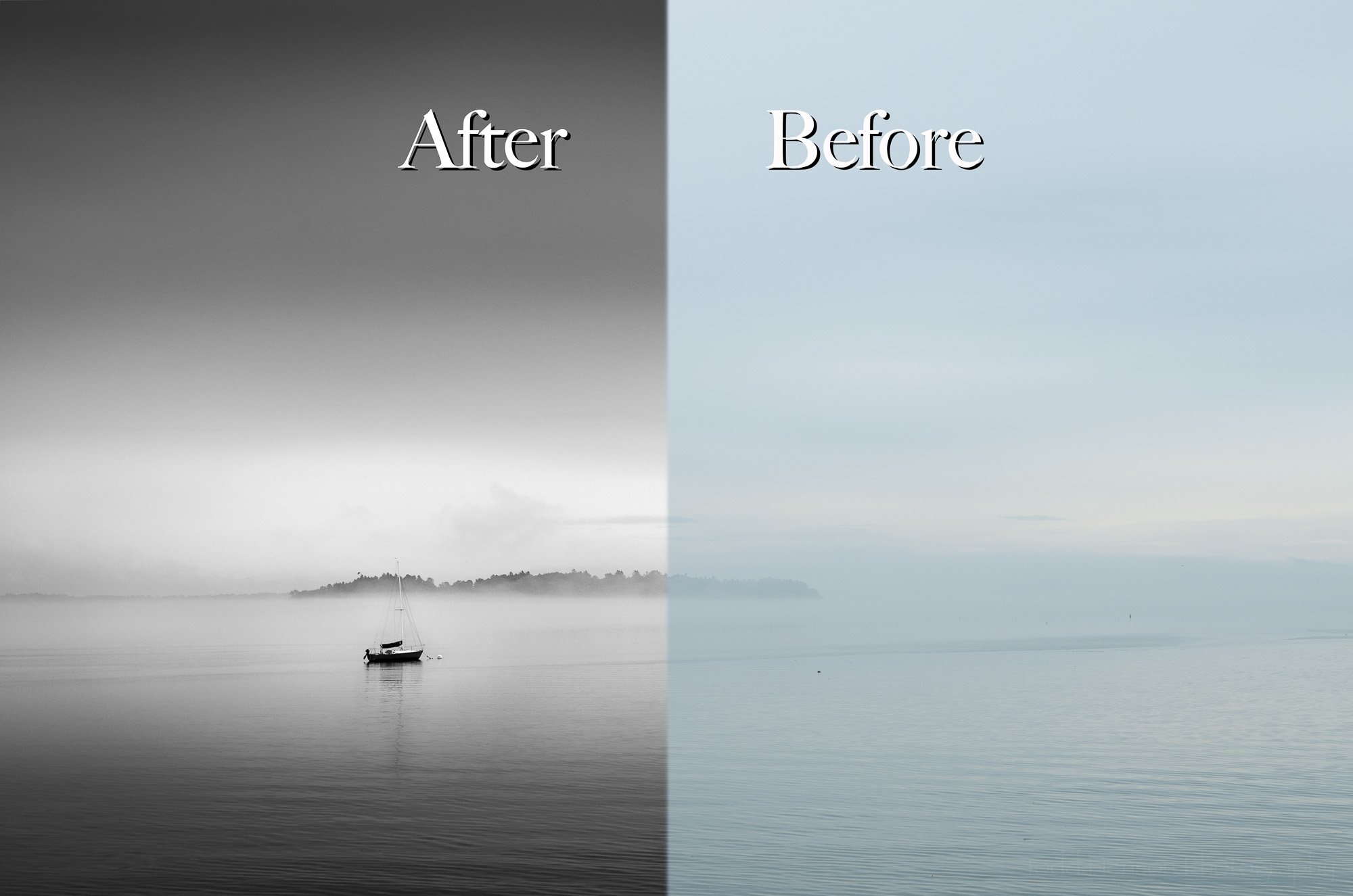 Before &amp; After: Foggy Morning on Casco Bay